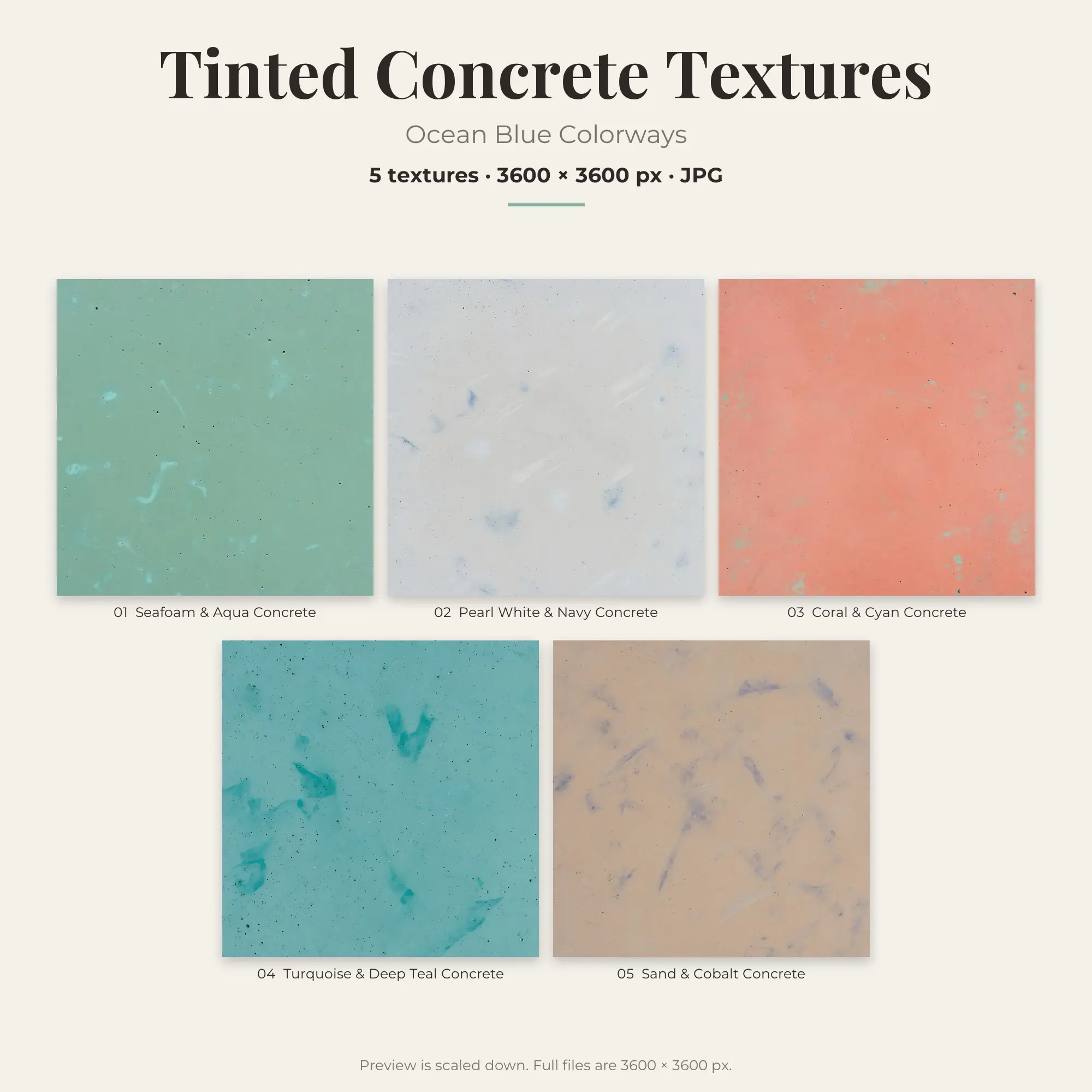 Tinted Concrete Texture Pack, Ocean Blue Palette – 5 JPGs preview