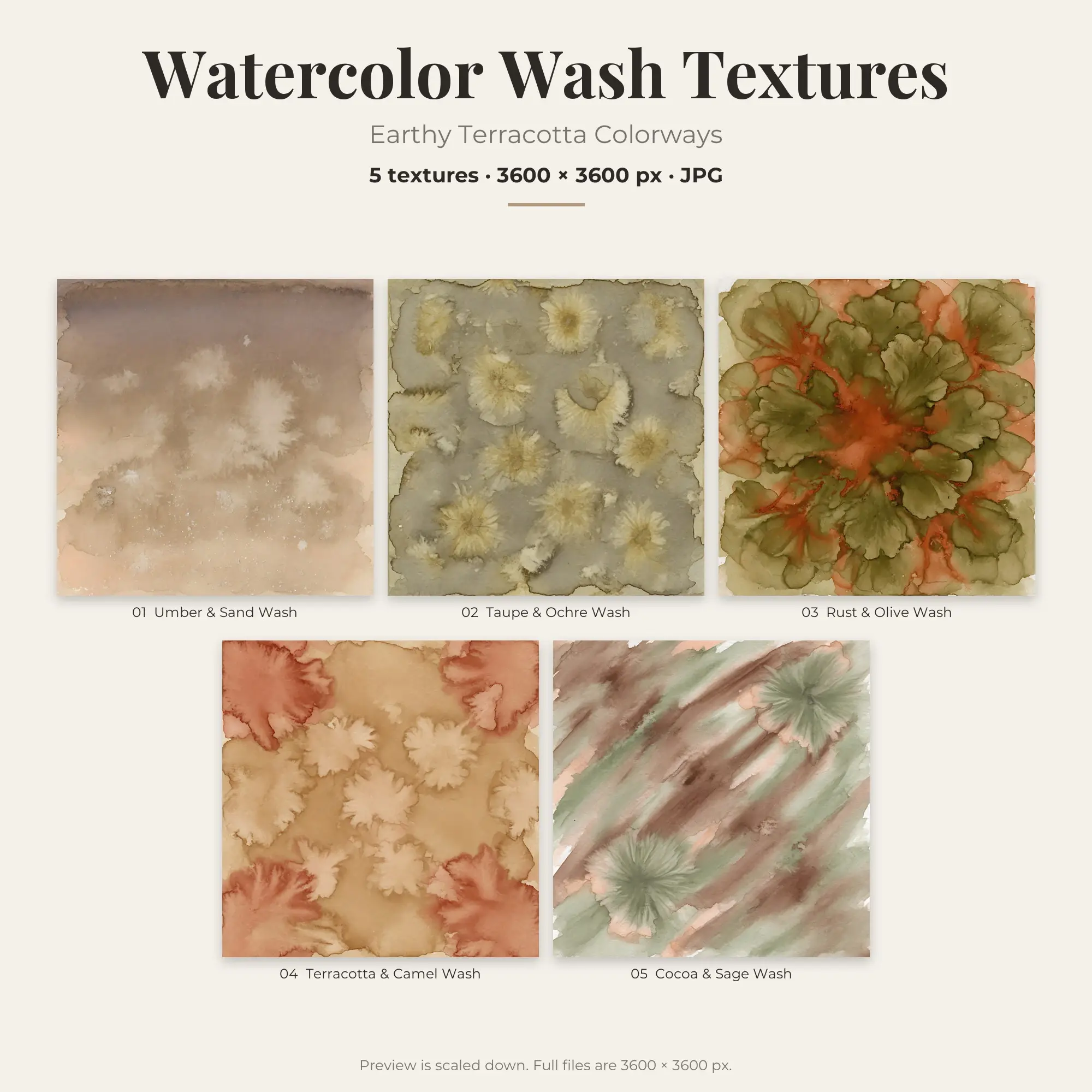 Watercolor Wash Backgrounds in Earthy Terracotta Colors – 5 JPGs, preview 1 of 2