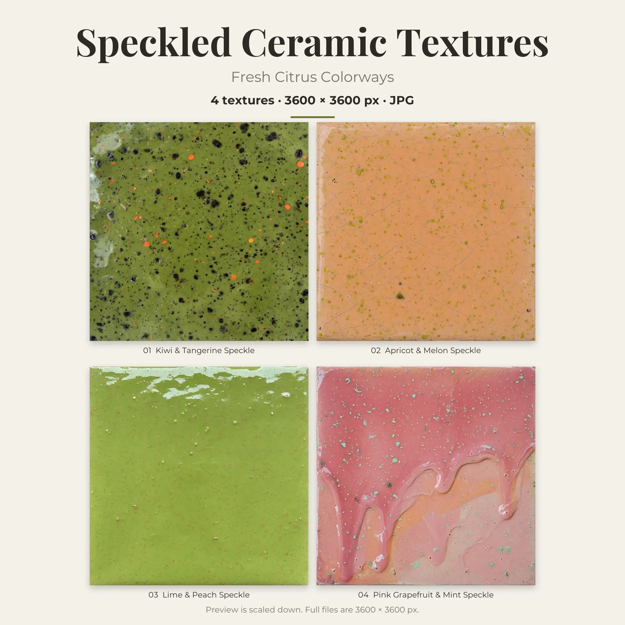 Speckled Ceramic Texture Pack, Fresh Citrus Palette – 4 JPGs preview
