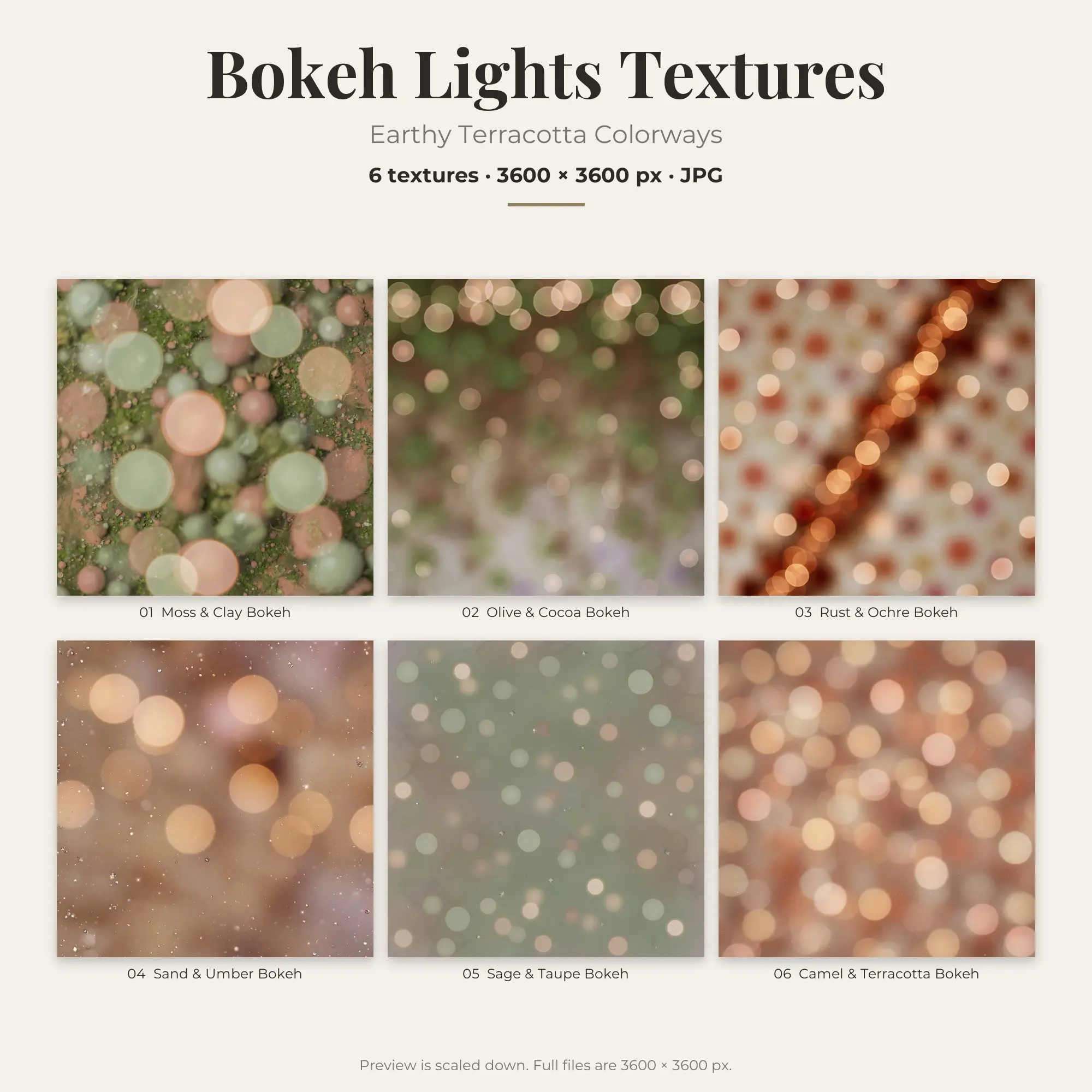 Earthy Terracotta Bokeh Lights Textures – 6 Digital Backgrounds preview