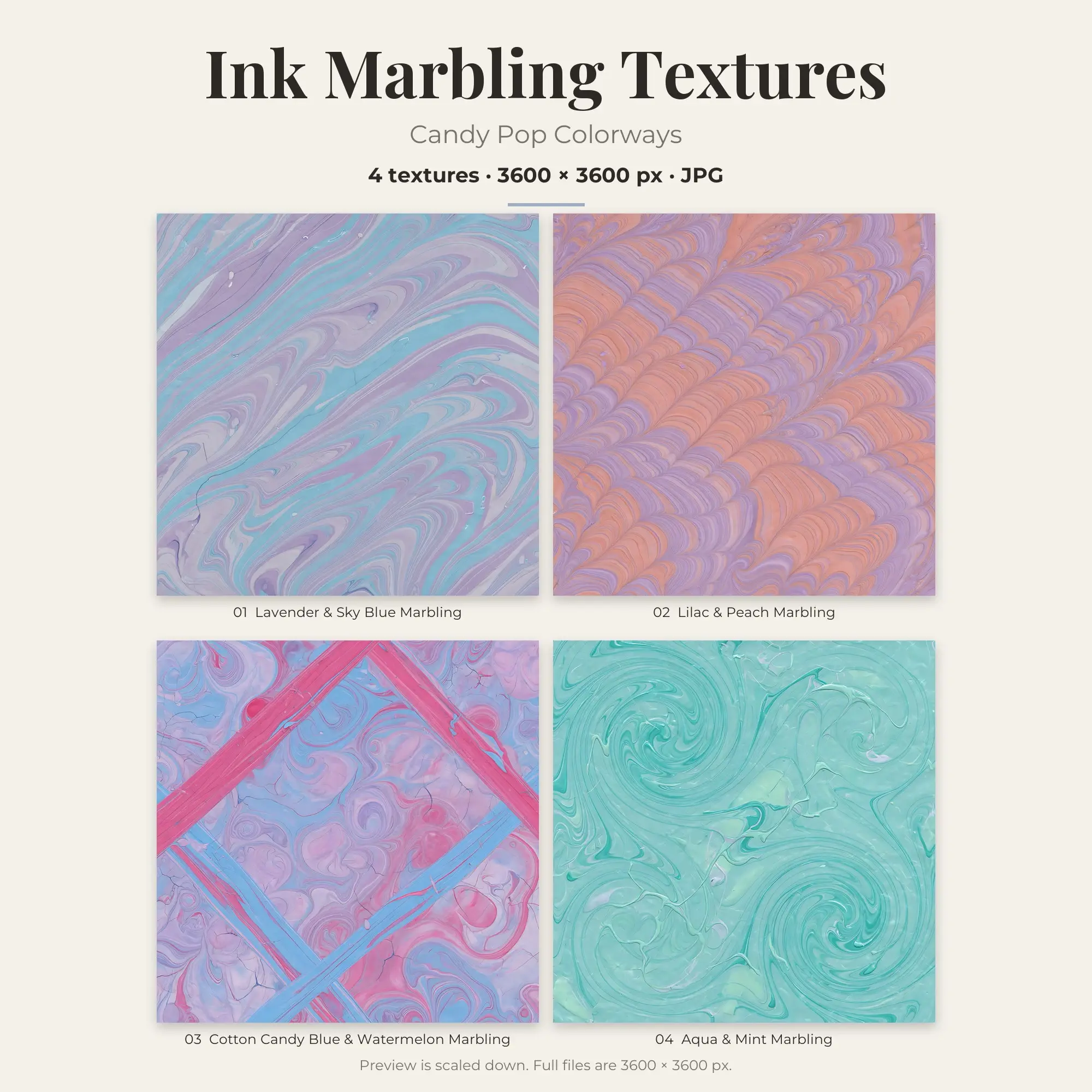 Ink Marbling Backgrounds in Candy Pop Colors – 4 JPGs preview