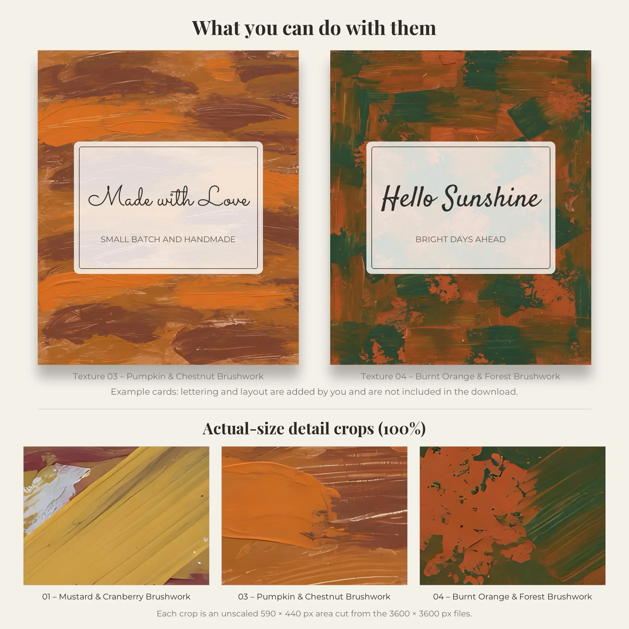 4 Autumn Harvest Brush Stroke Textures, High-Res Backgrounds, preview 2 of 2