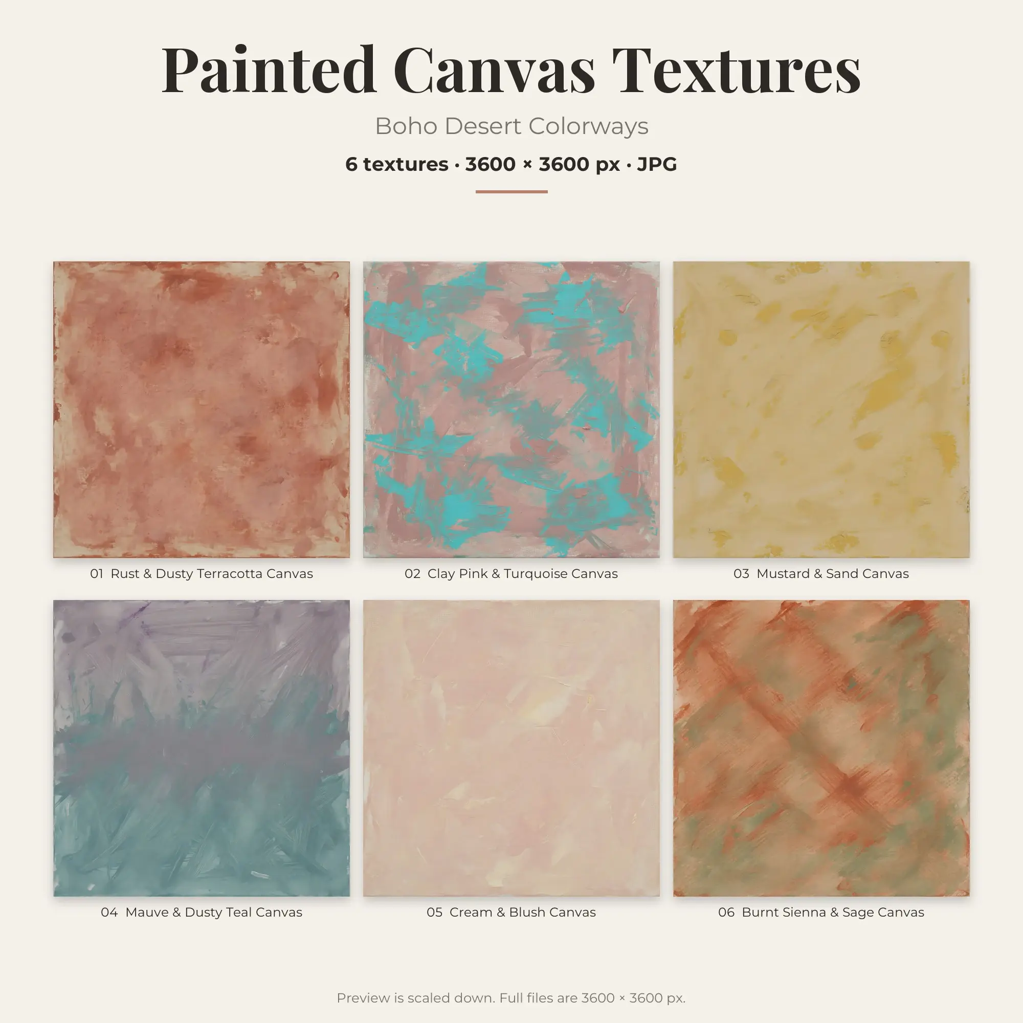 Boho Desert Painted Canvas Textures – 6 Digital Backgrounds preview