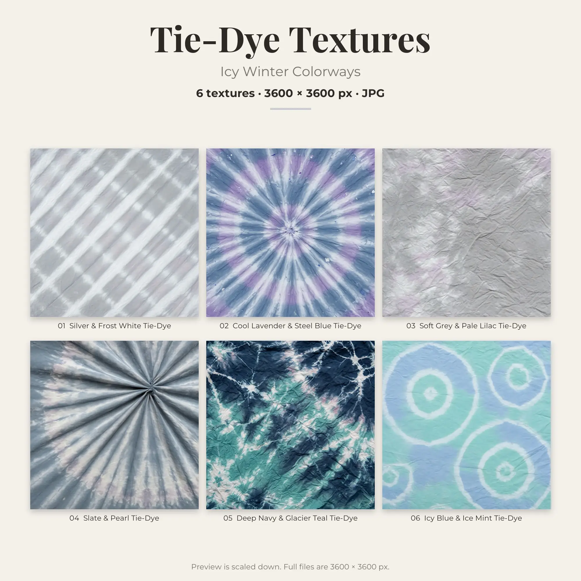 Tie-Dye Backgrounds in Icy Winter Colors – 6 JPGs preview