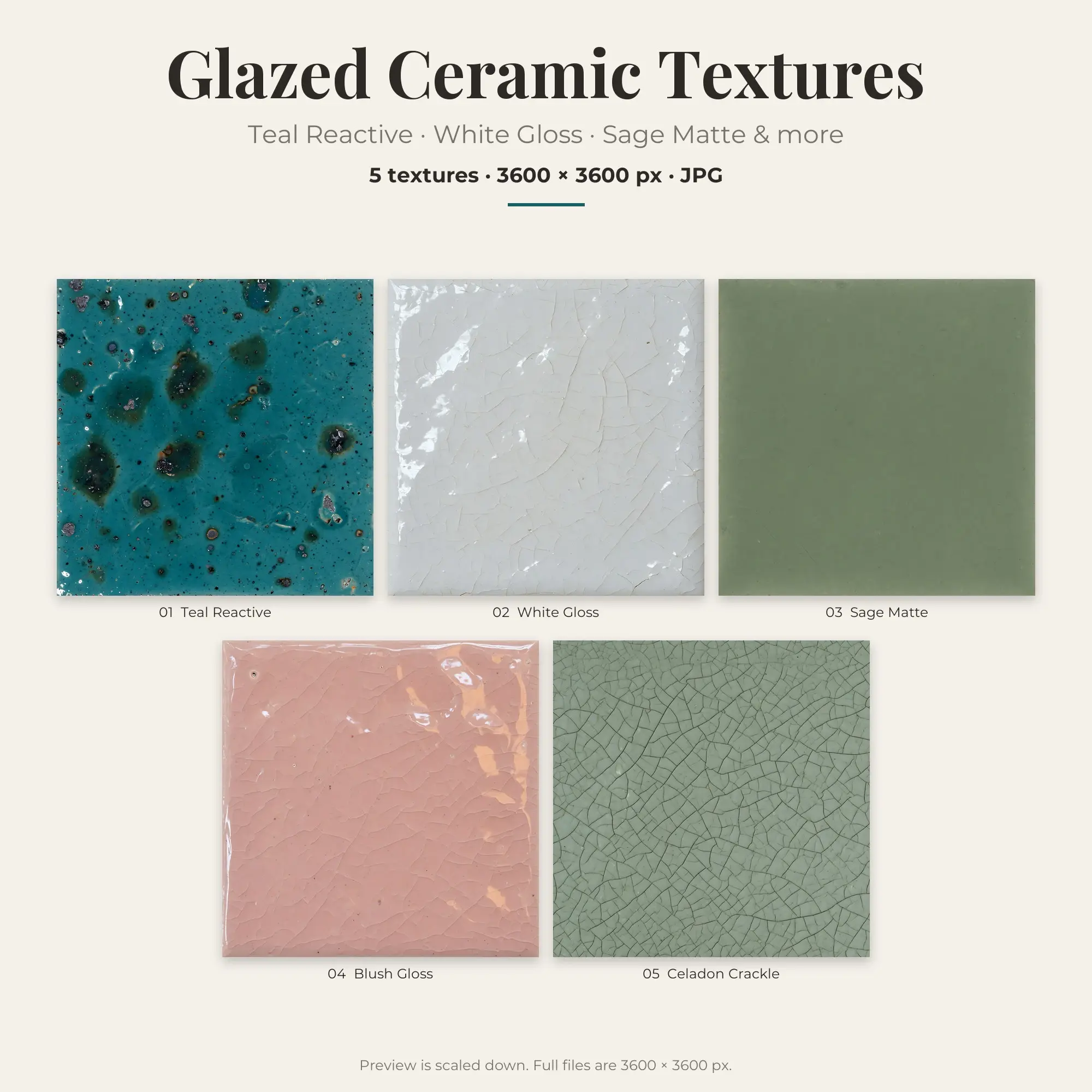 Teal Reactive & White Gloss Glazed Ceramic Textures – 5 Backgrounds, preview 1 of 2