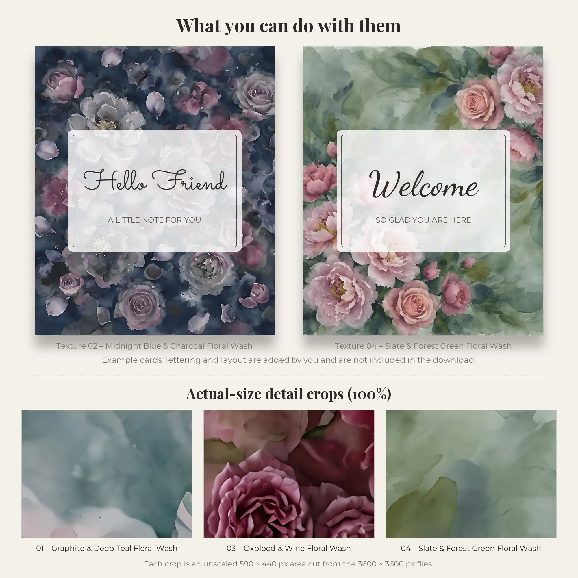 Soft Floral Wash Backgrounds in Dark Moody Colors – 4 JPGs, preview 2 of 2