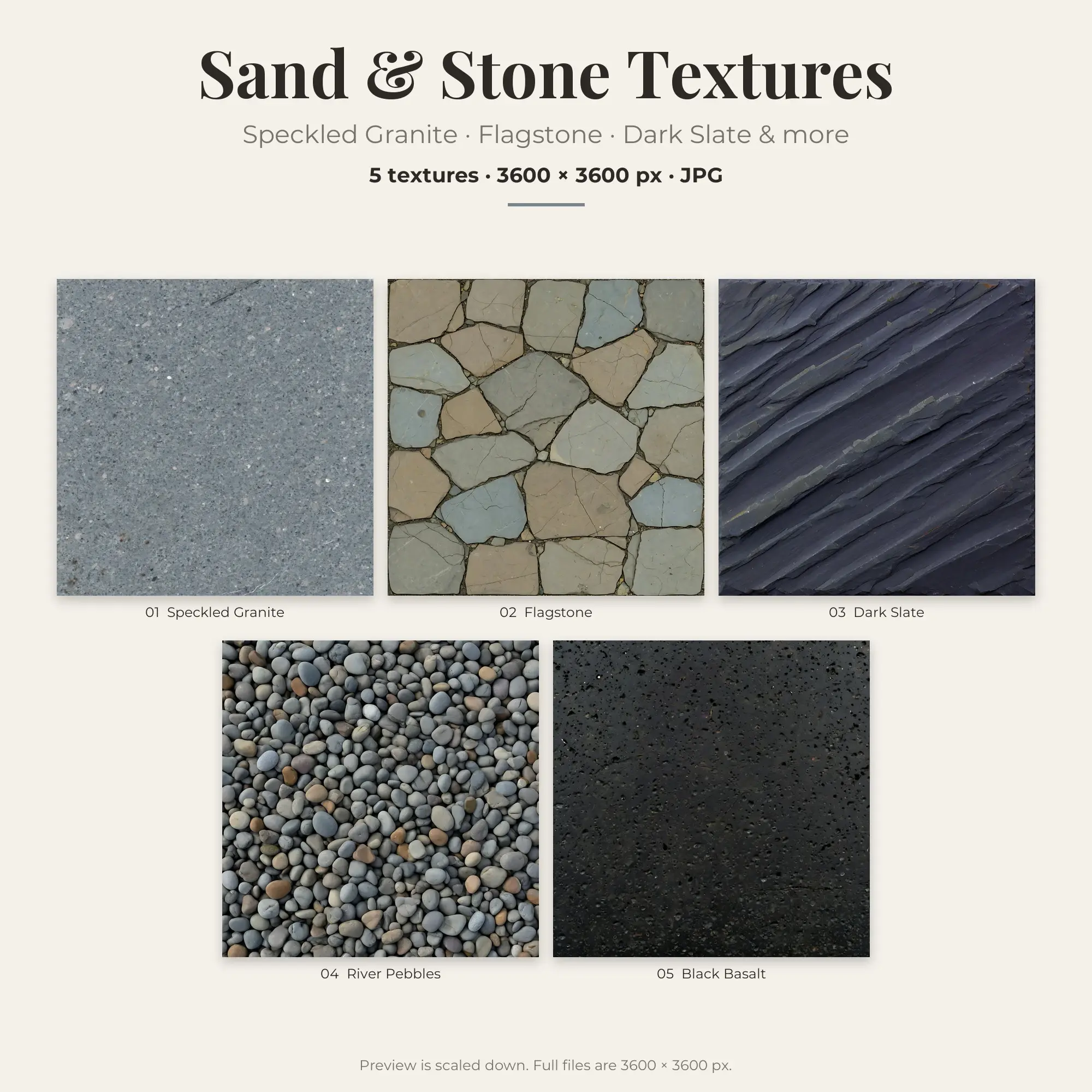 Speckled Granite & Flagstone Sand & Stone Textures – 5 Backgrounds preview