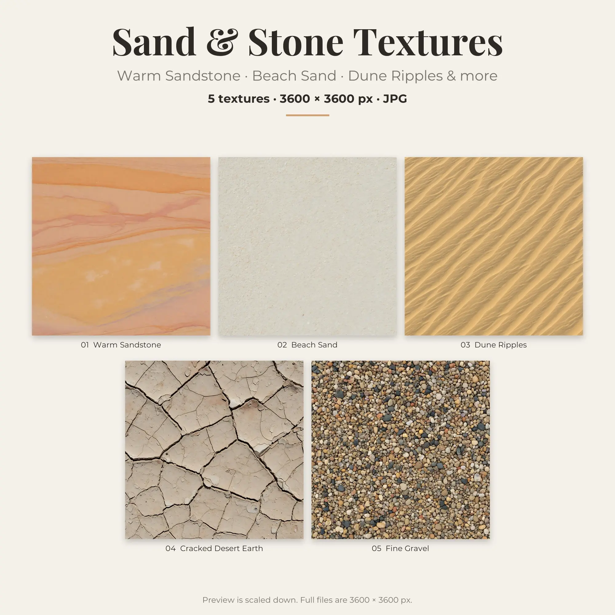 Warm Sandstone & Beach Sand Sand & Stone Textures – 5 Backgrounds preview