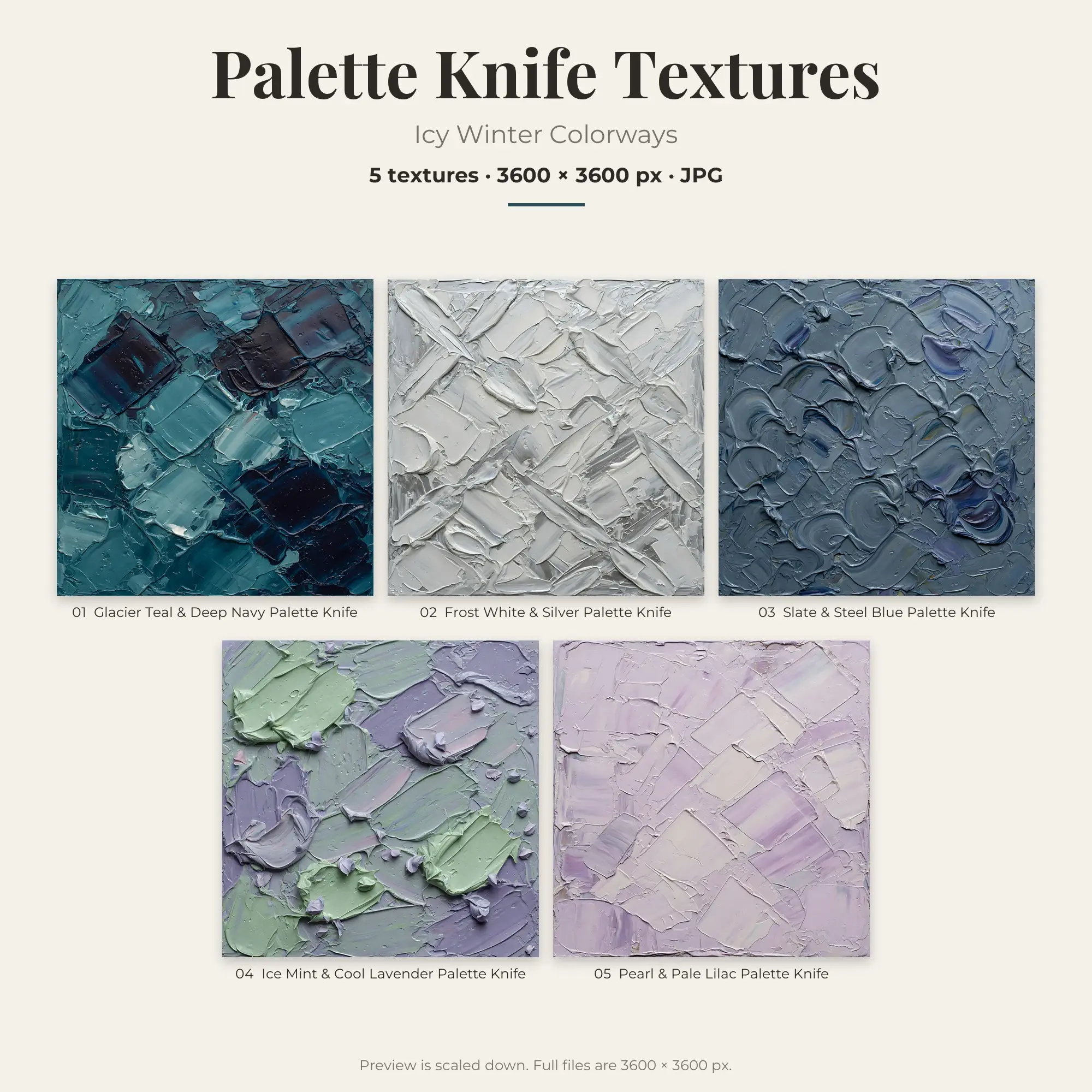 Icy Winter Palette Knife Textures – 5 Digital Backgrounds preview