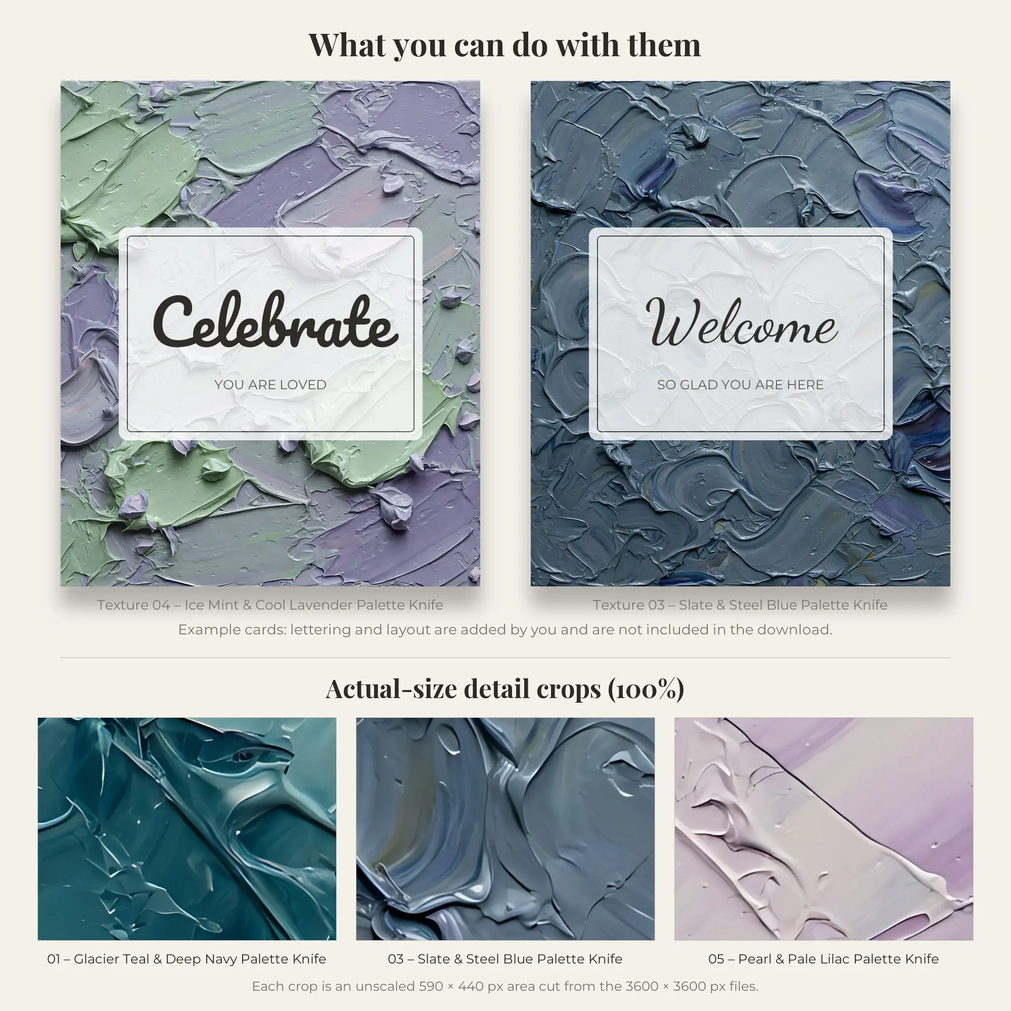 Icy Winter Palette Knife Textures – 5 Digital Backgrounds, preview 2 of 2