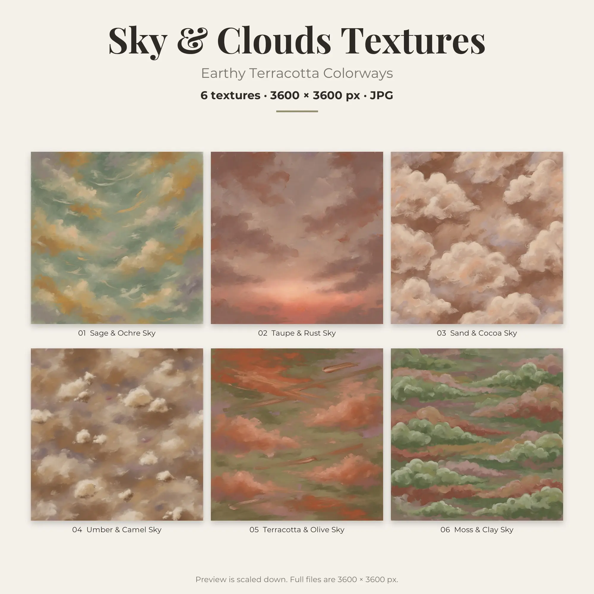 6 Earthy Terracotta Sky & Clouds Textures, High-Res Backgrounds preview