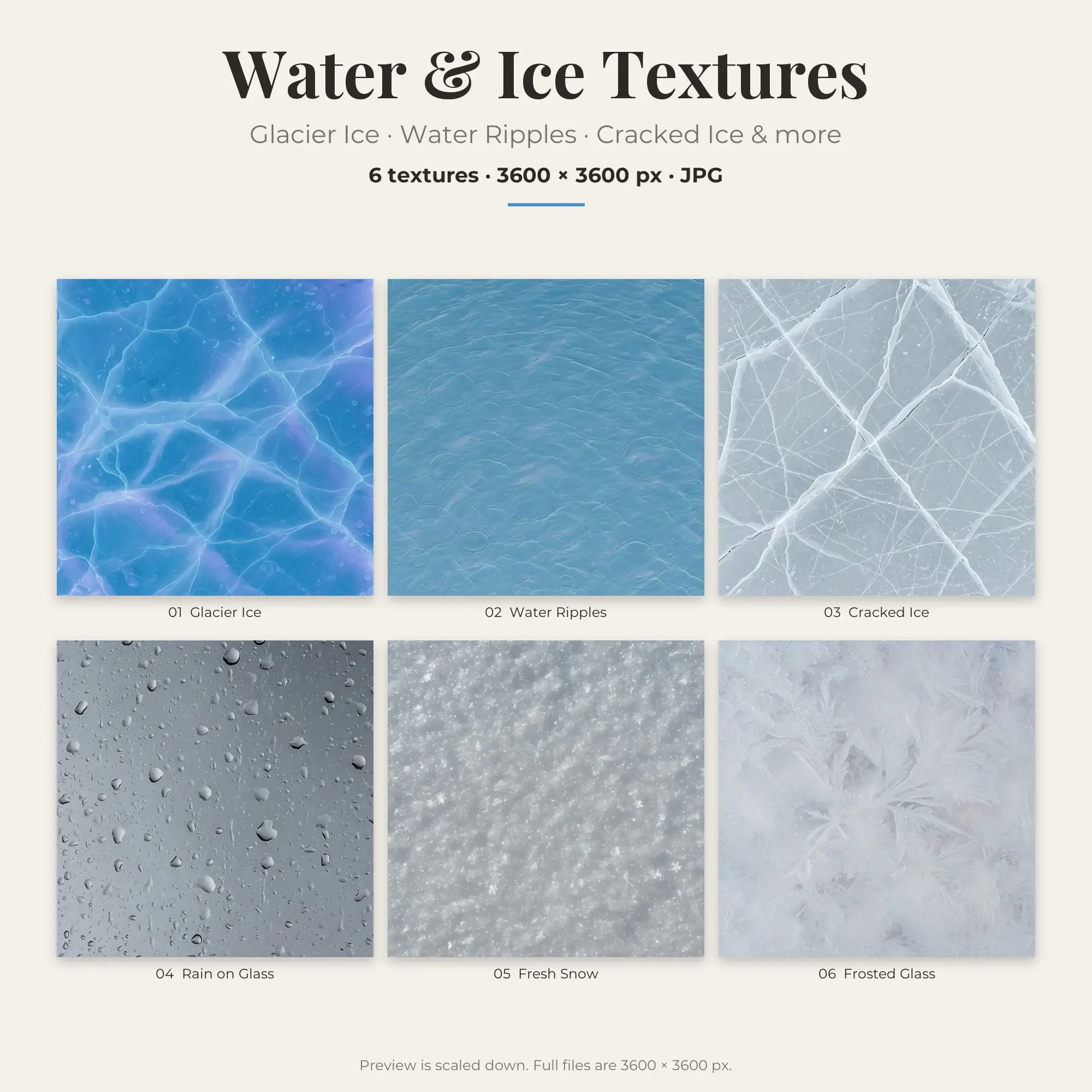 Glacier Ice & Water Ripples Water & Ice Textures – 6 Backgrounds preview