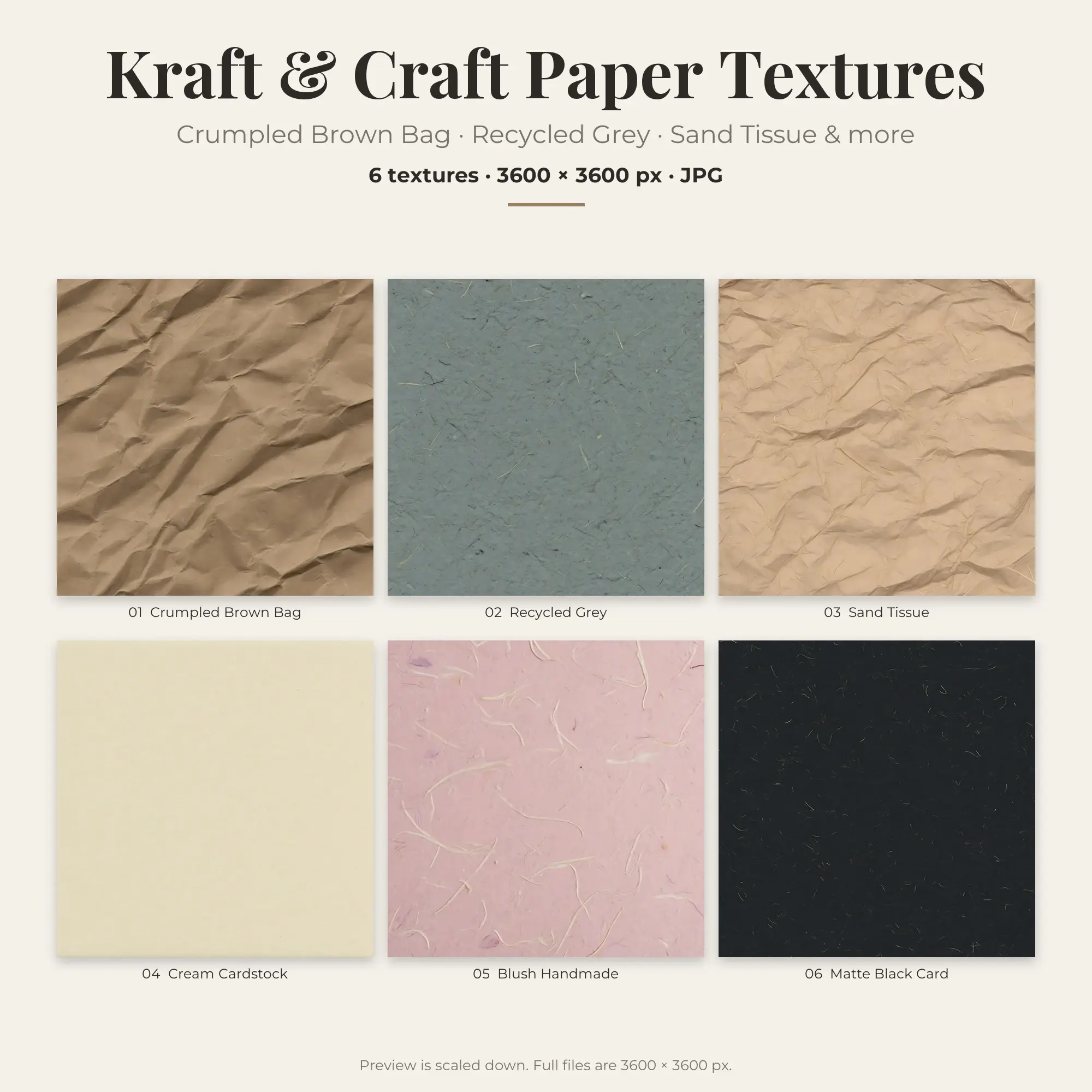 Kraft & Craft Paper Textures: Crumpled Brown Bag – 6 JPGs preview
