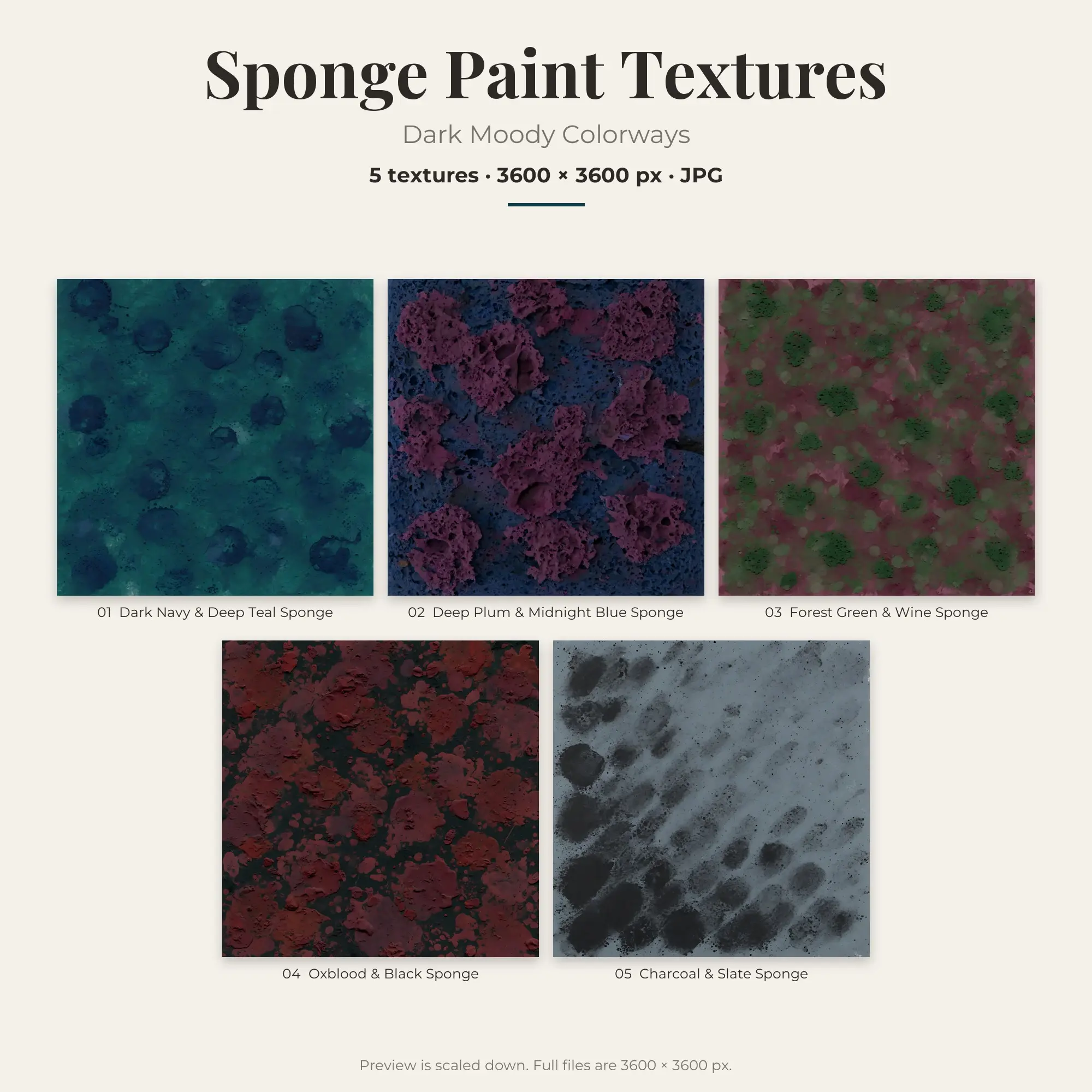 Dark Moody Sponge Paint Textures – 5 Digital Backgrounds preview