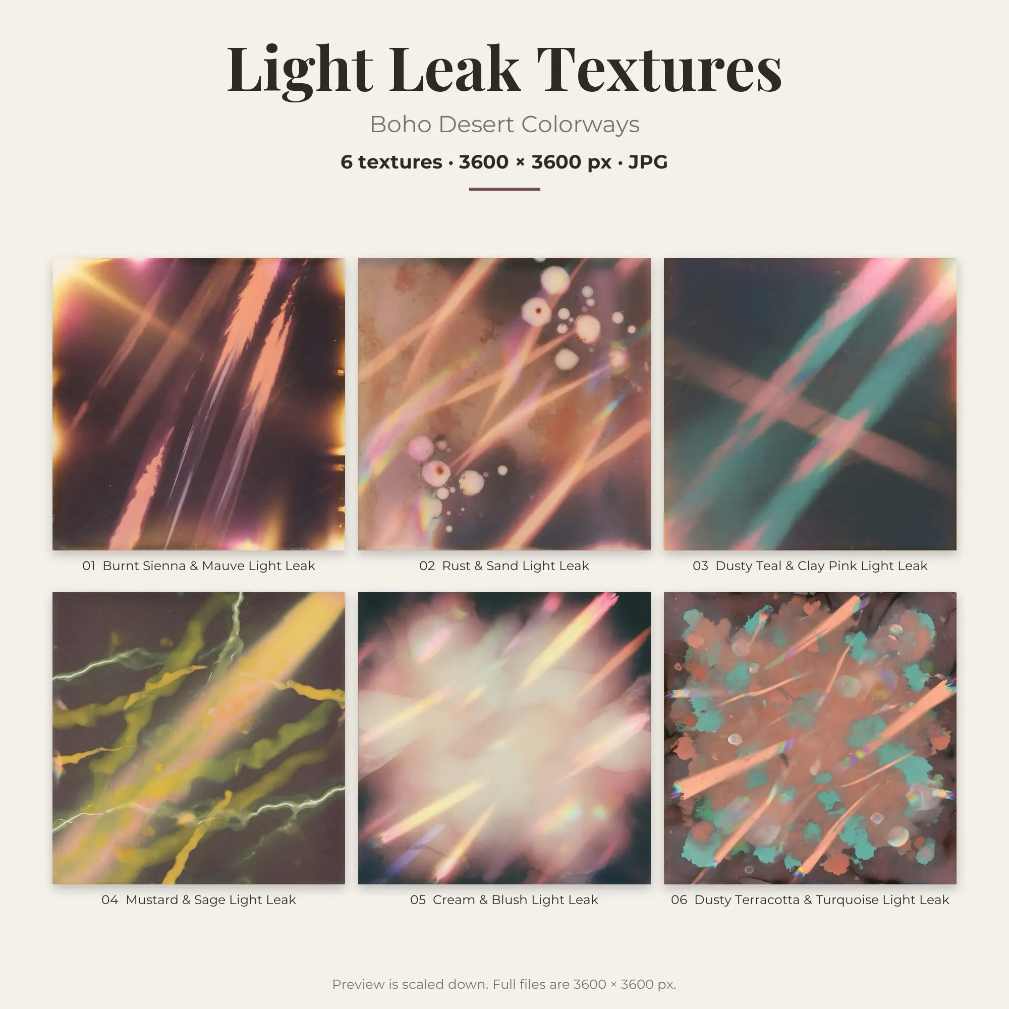 Light Leak Backgrounds in Boho Desert Colors – 6 JPGs preview