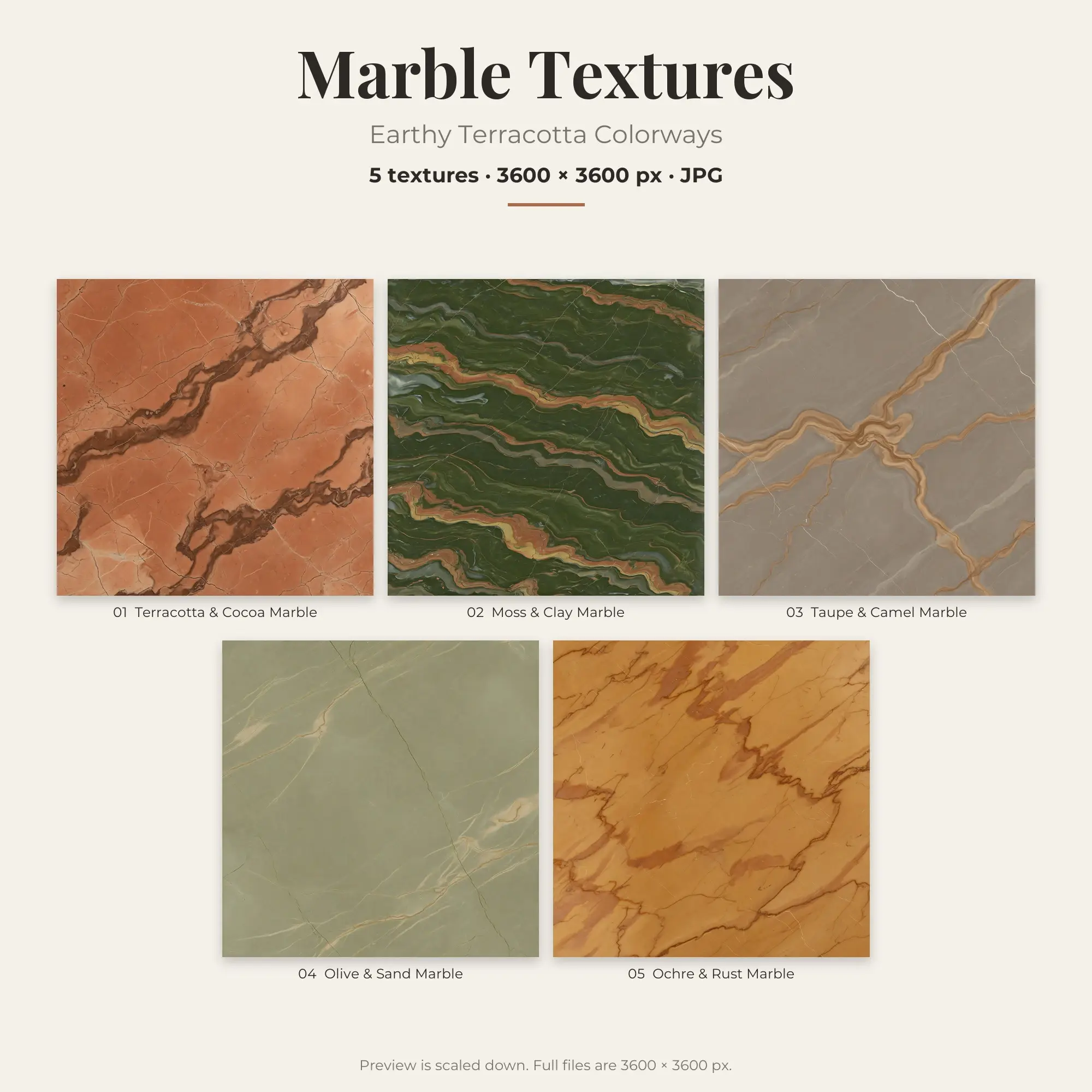 5 Earthy Terracotta Marble Textures, High-Res Backgrounds preview