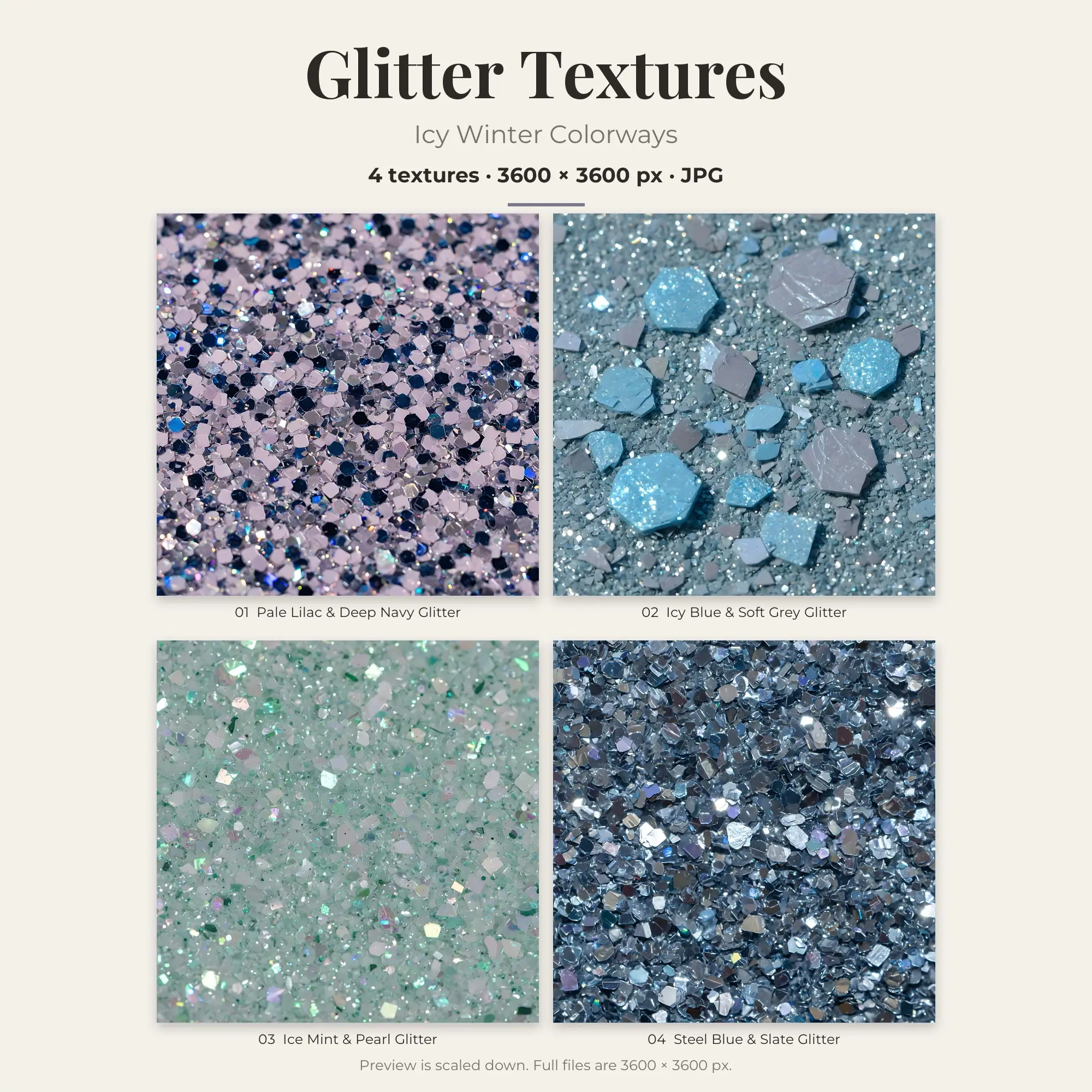 4 Icy Winter Glitter Textures, High-Res Backgrounds preview