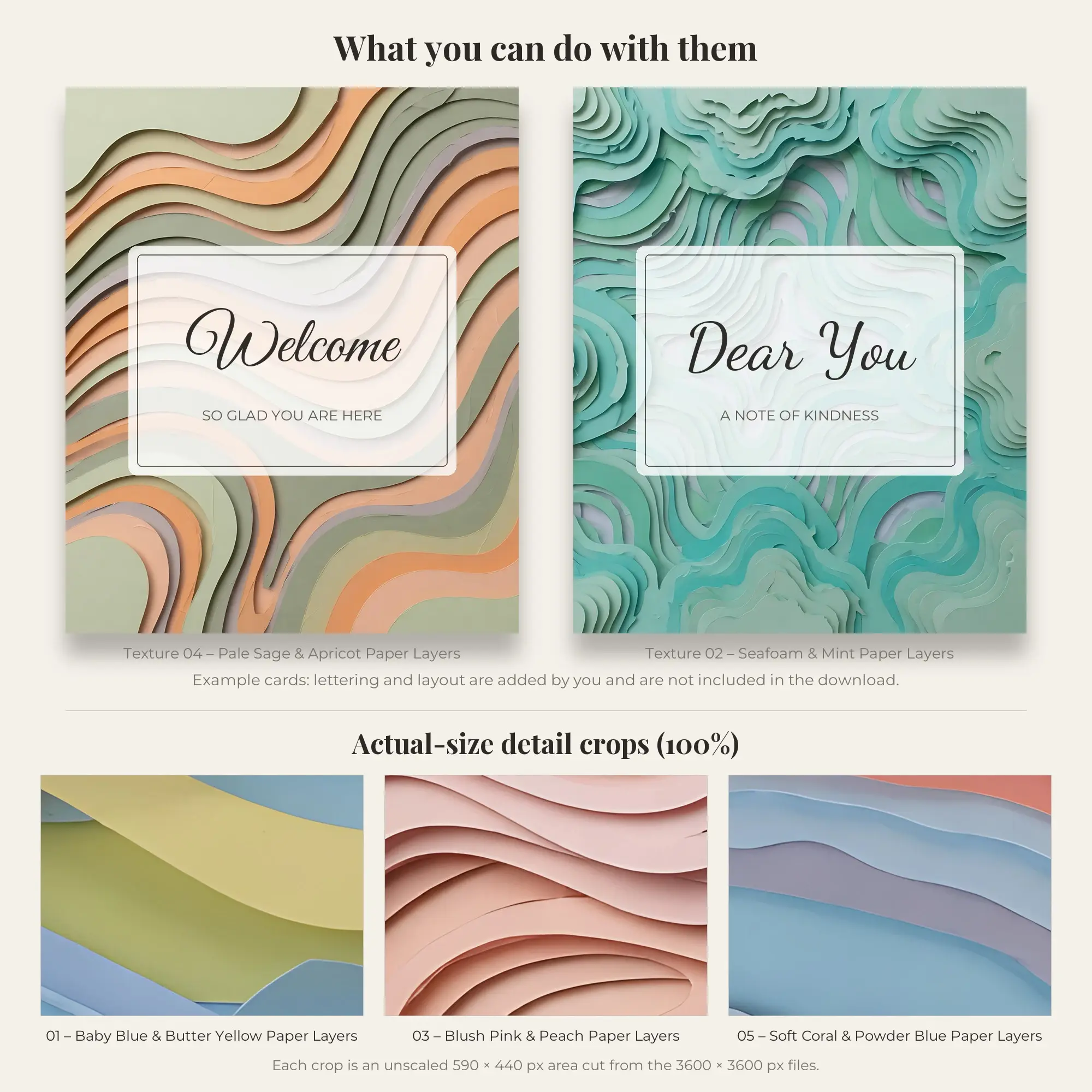 Soft Pastel Paper Cut Layers Textures – 5 Digital Backgrounds, preview 2 of 2