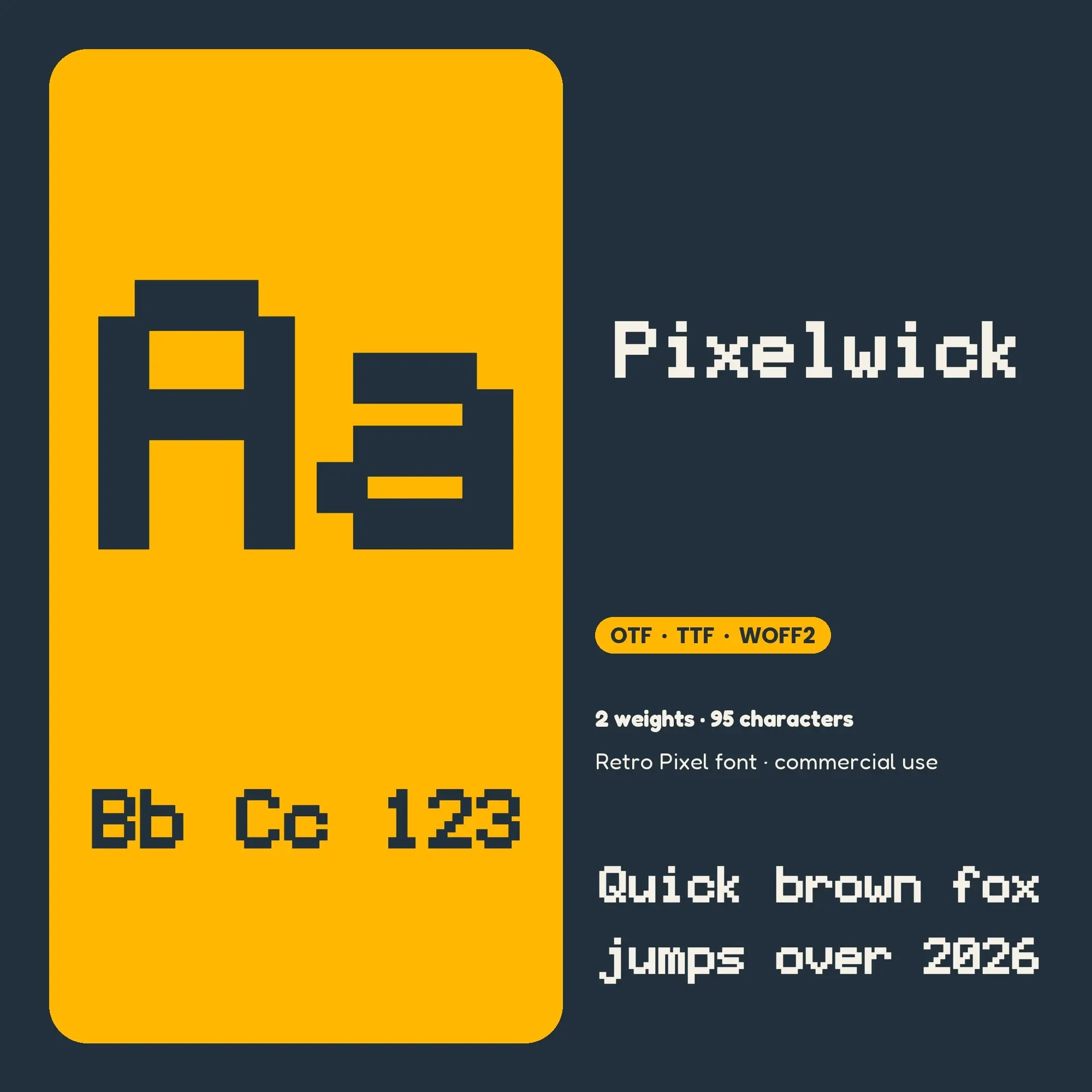 Pixelwick - Retro Pixel Font Family (2 Weights) OTF TTF WOFF2 preview