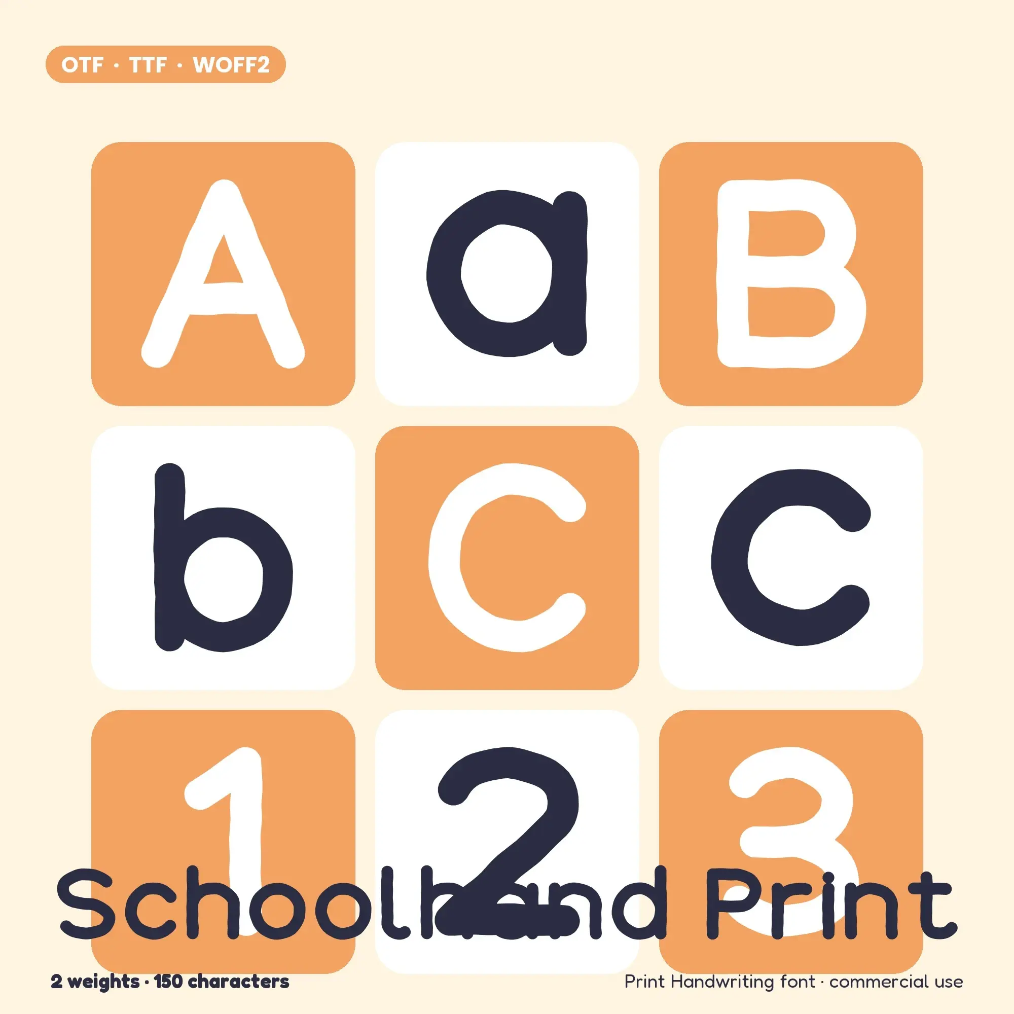 Schoolhand Print - Print Handwriting Font (OTF TTF WOFF2) preview