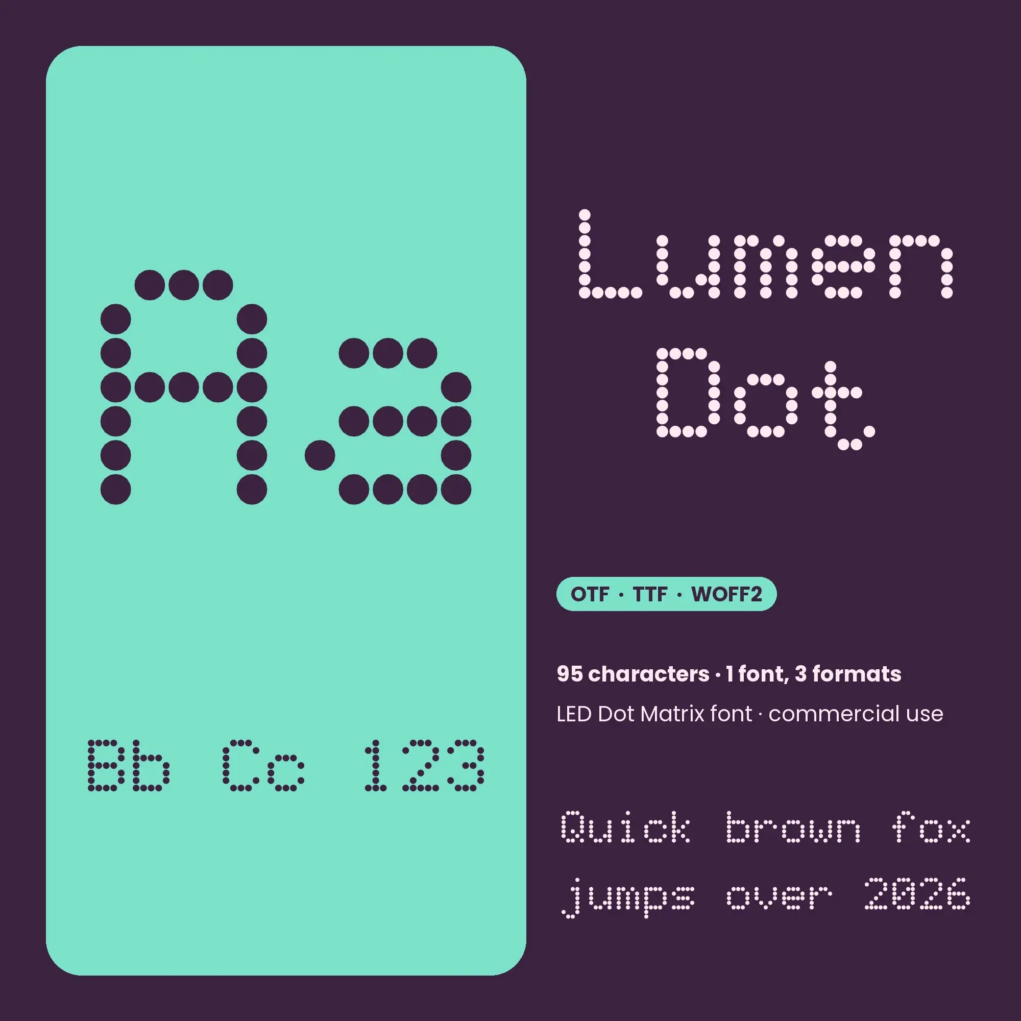 Lumen Dot LED Dot Matrix Display Font (OTF, TTF, WOFF2) preview