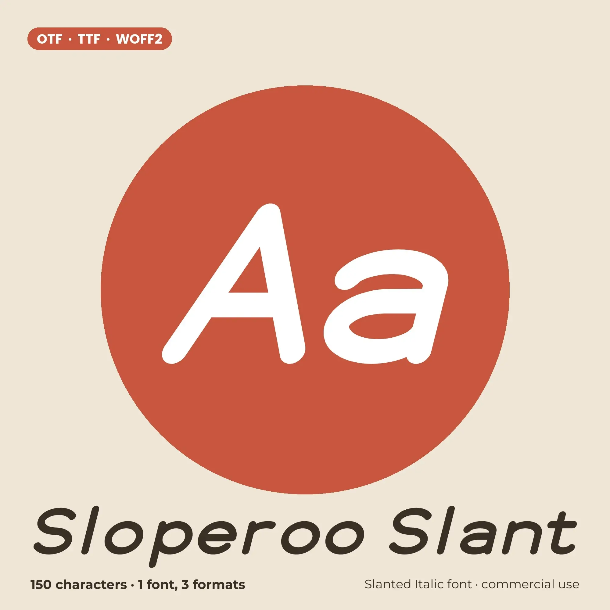 Sloperoo Slant - Slanted Italic Font, OTF TTF WOFF2, Commercial Use preview