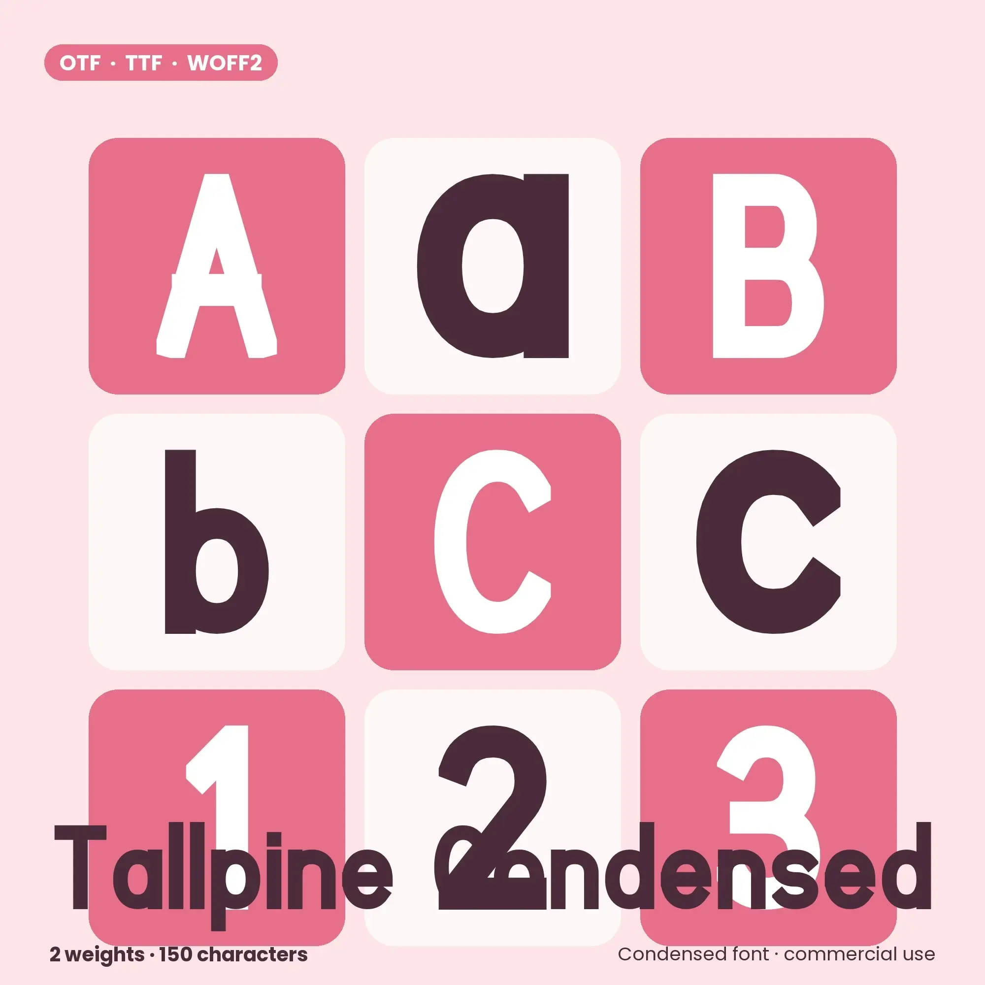 Condensed Font Family Tallpine Condensed: 2 Weights, OTF, TTF, WOFF2 preview