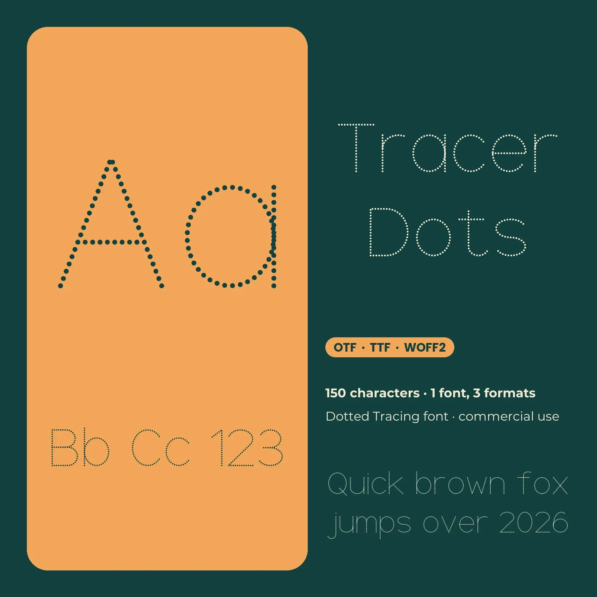 Tracer Dots Font - Dotted Tracing Typeface for Classroom & Crafts, preview 1 of 2