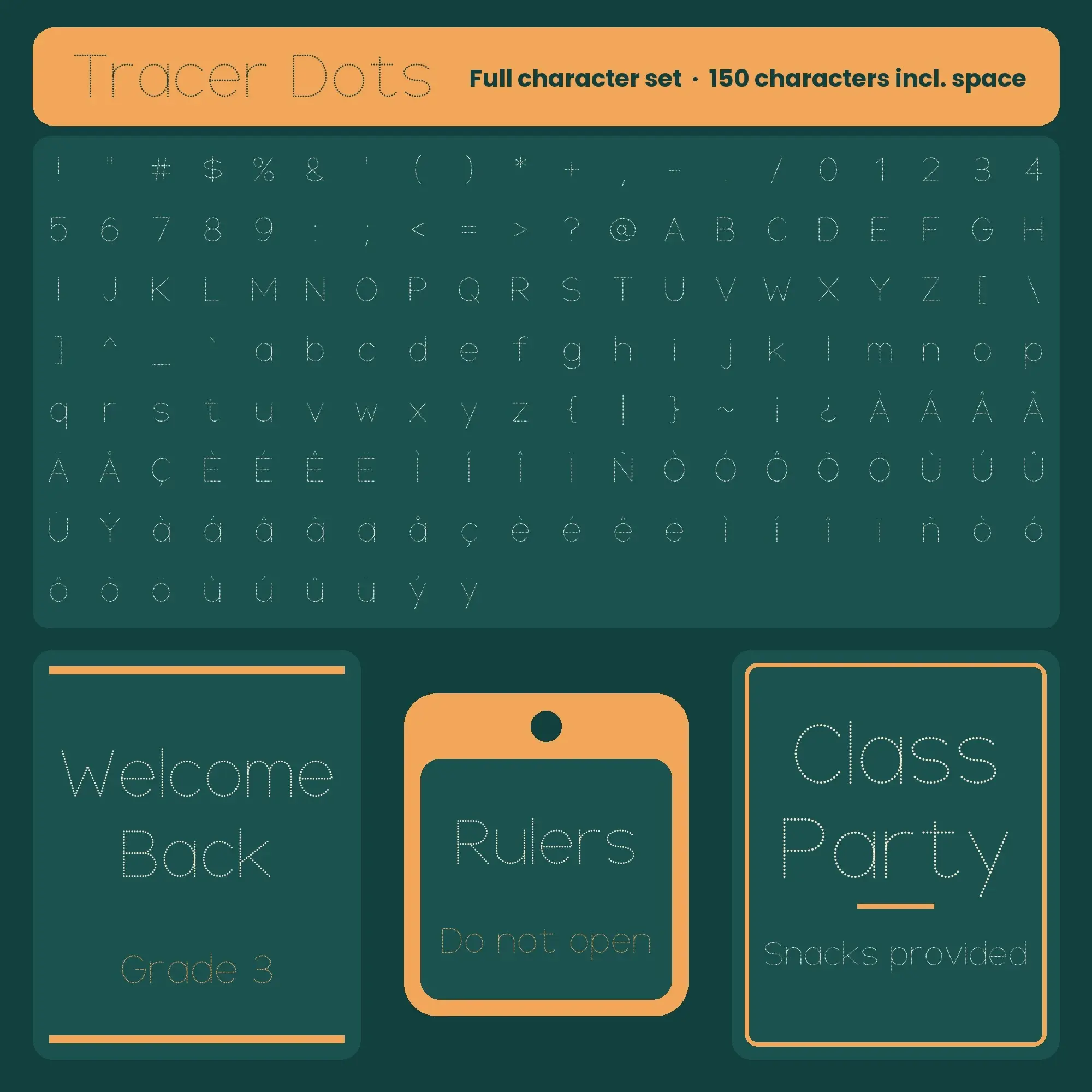 Tracer Dots Font - Dotted Tracing Typeface for Classroom & Crafts, preview 2 of 2