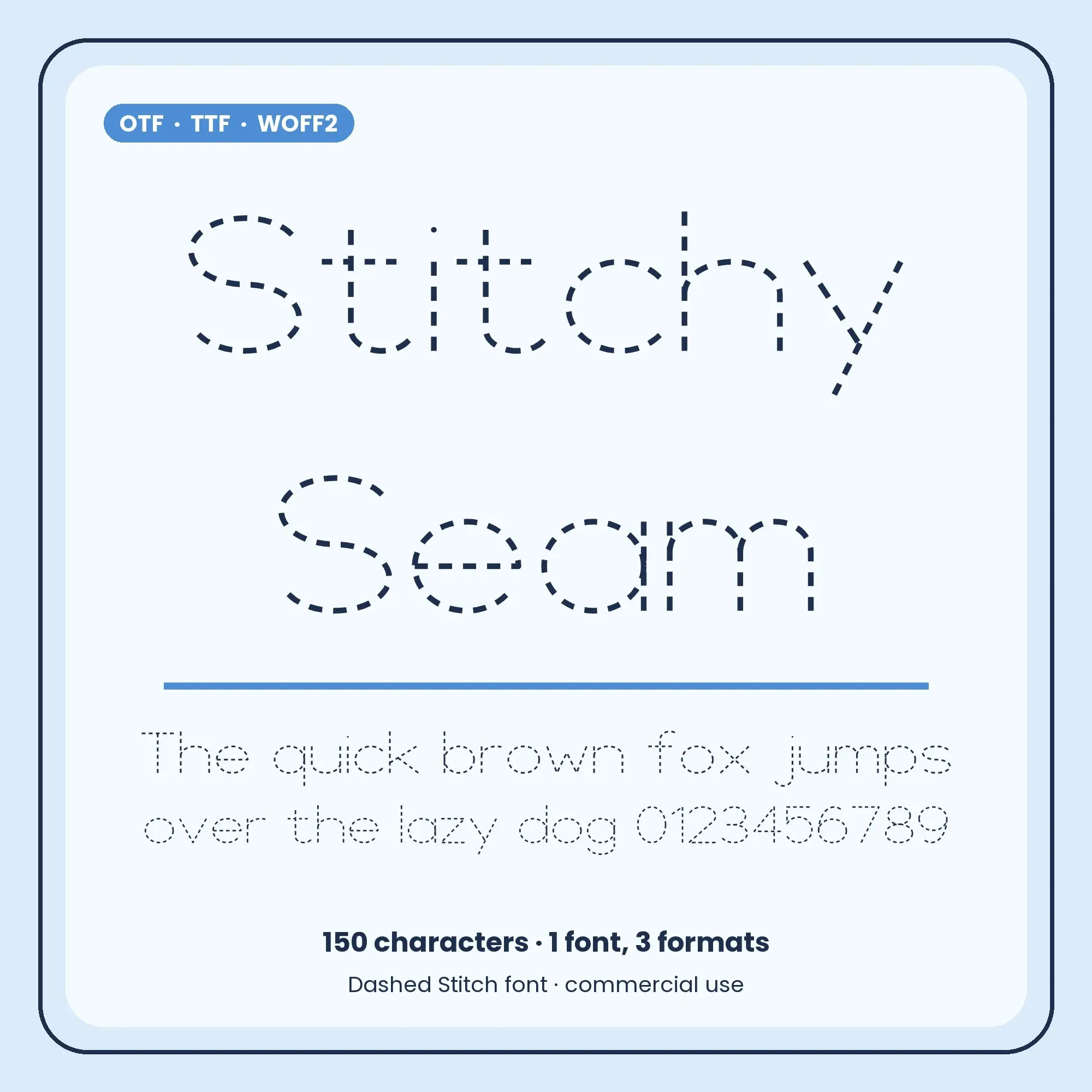 Stitchy Seam: Dashed Stitch Font with Commercial License preview