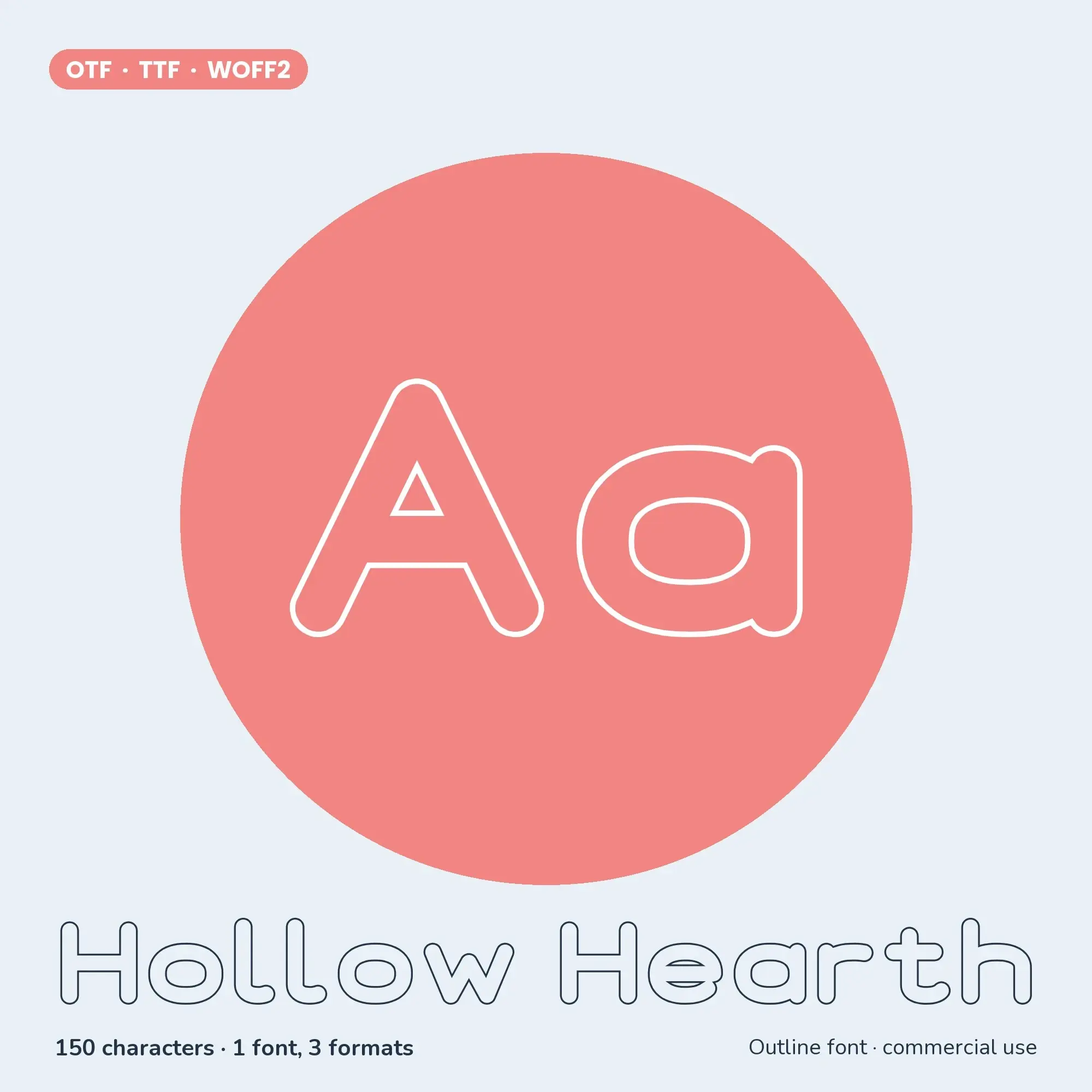 Outline Font Hollow Hearth | OTF TTF WOFF2 Download preview