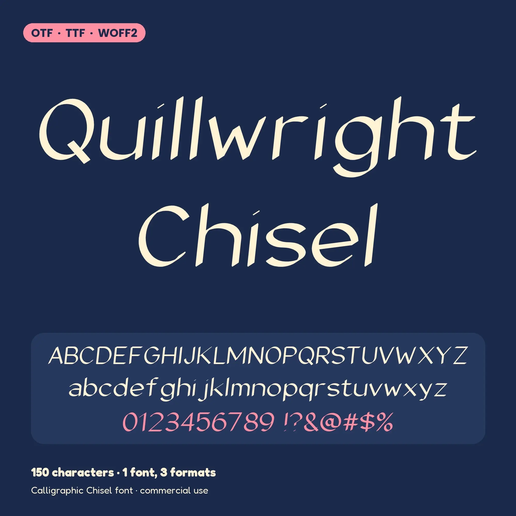 Quillwright Chisel - Calligraphic Chisel Font (OTF TTF WOFF2) preview