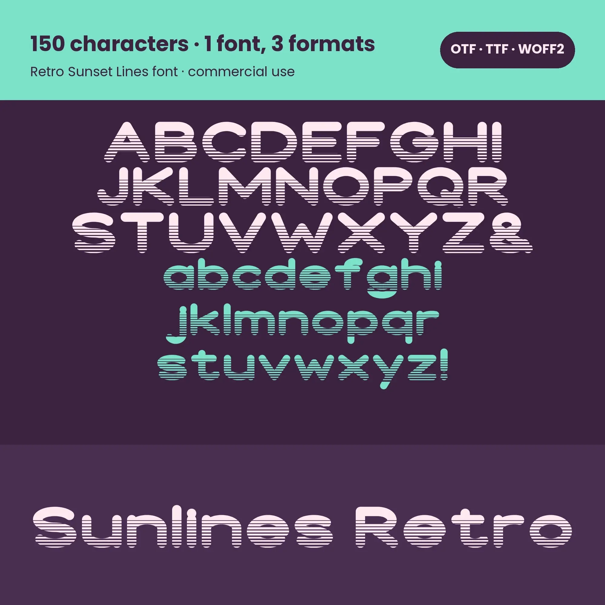 Retro Sunset Lines Font Sunlines Retro | OTF TTF WOFF2 Download preview