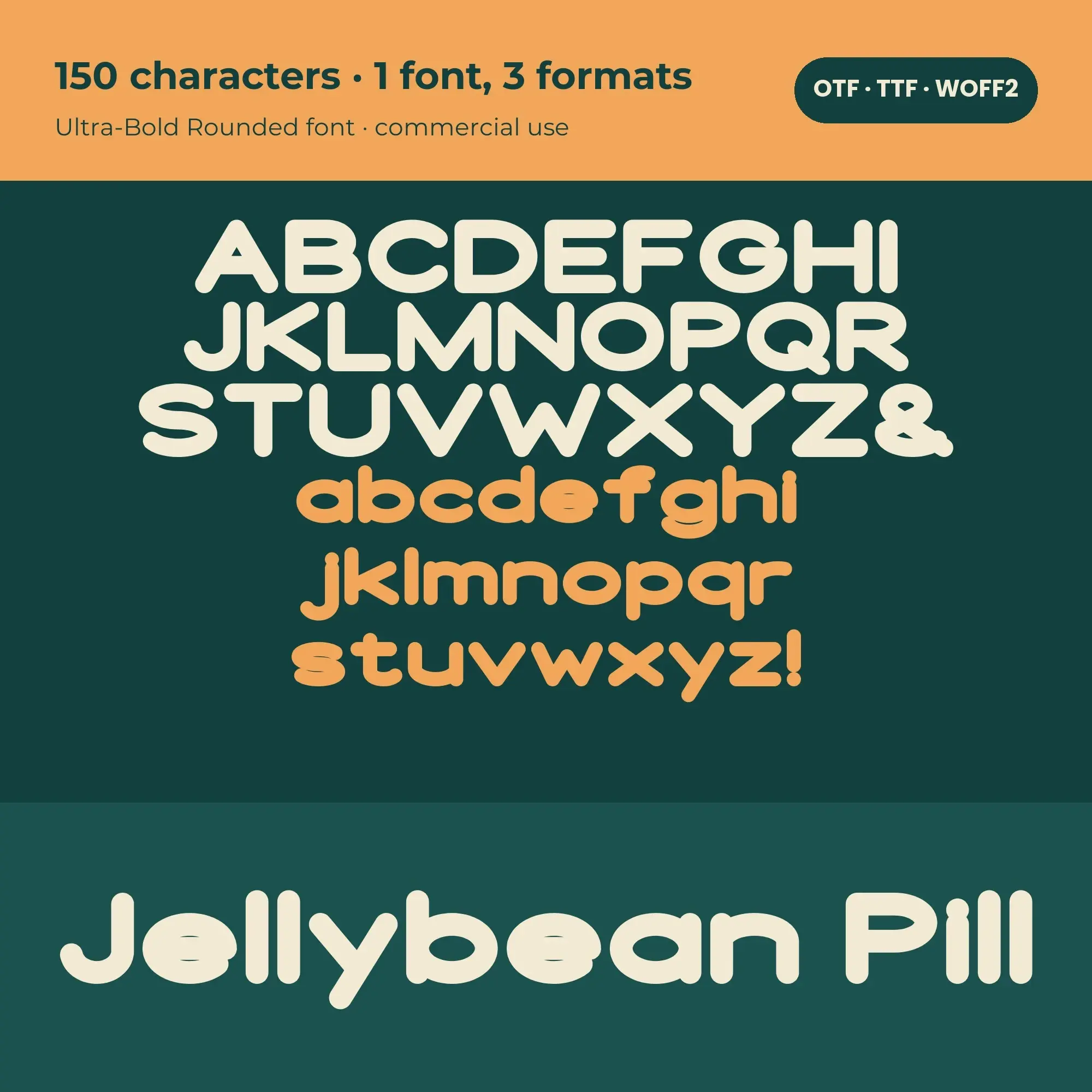 Jellybean Pill Ultra-Bold Rounded Display Font (OTF, TTF, WOFF2) preview