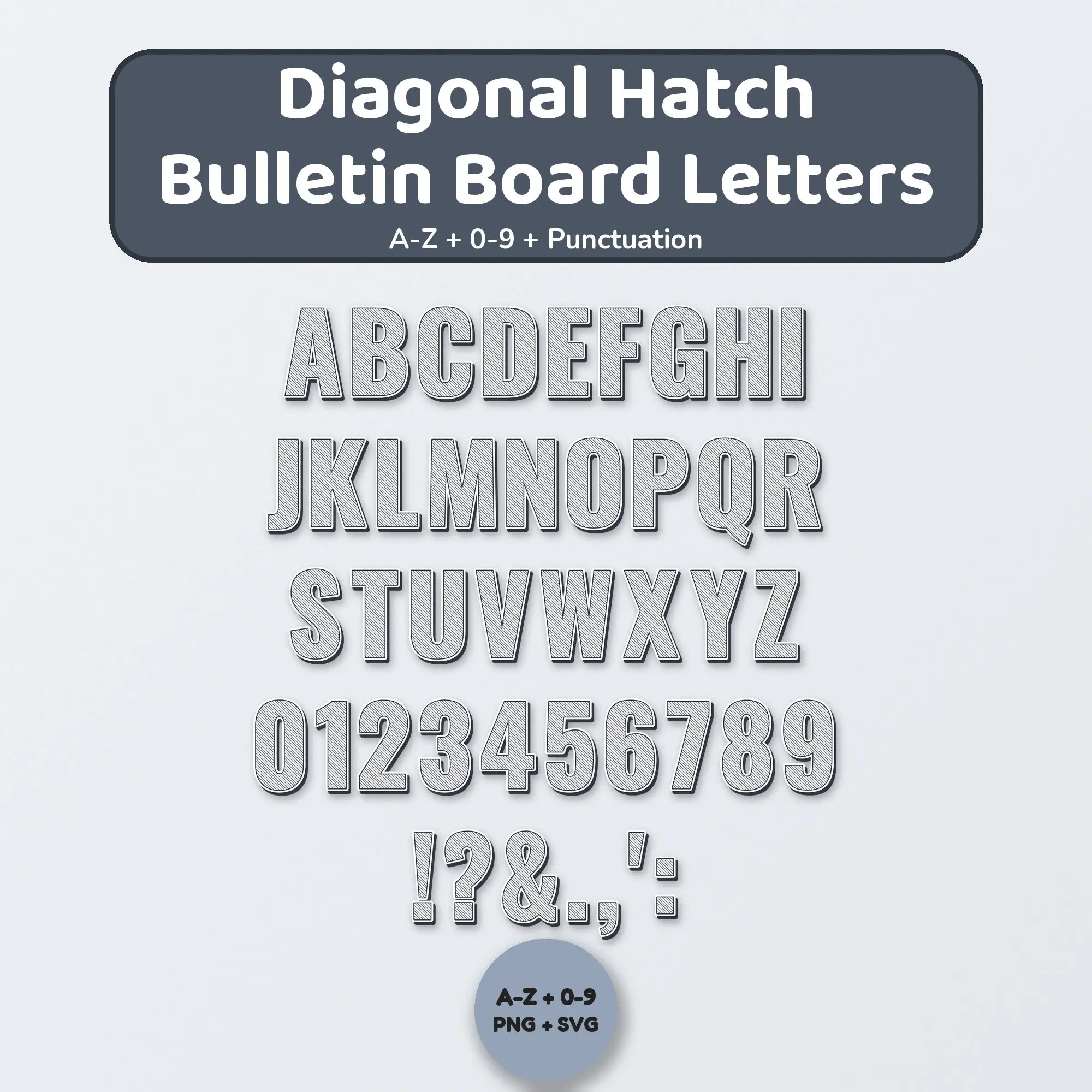 Printable Diagonal Hatch Alphabet Letters, Slate and Blush - Bulletin Board Set preview