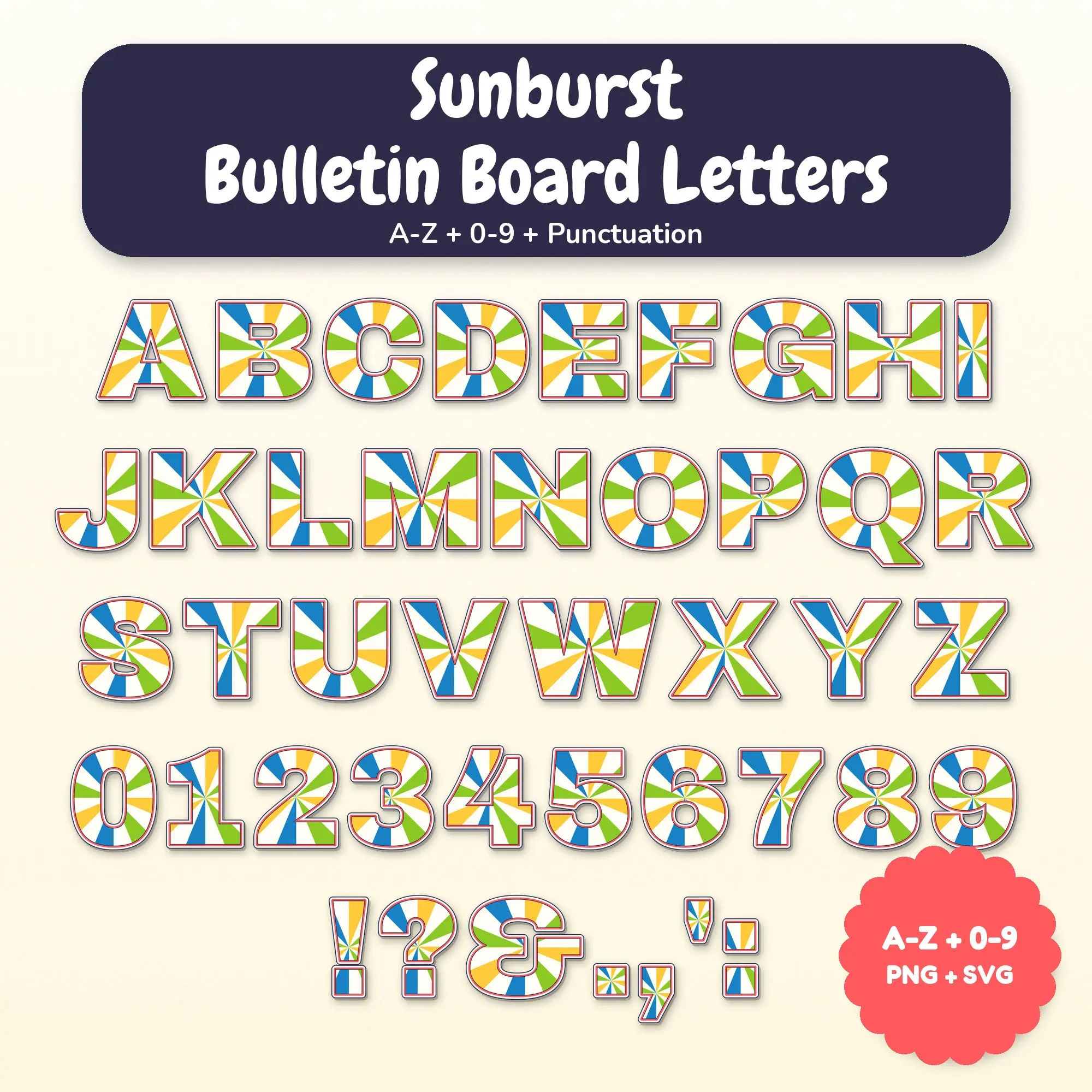 Sunburst Bulletin Board Letter Set - Tropical Punch, A-Z 0-9 preview