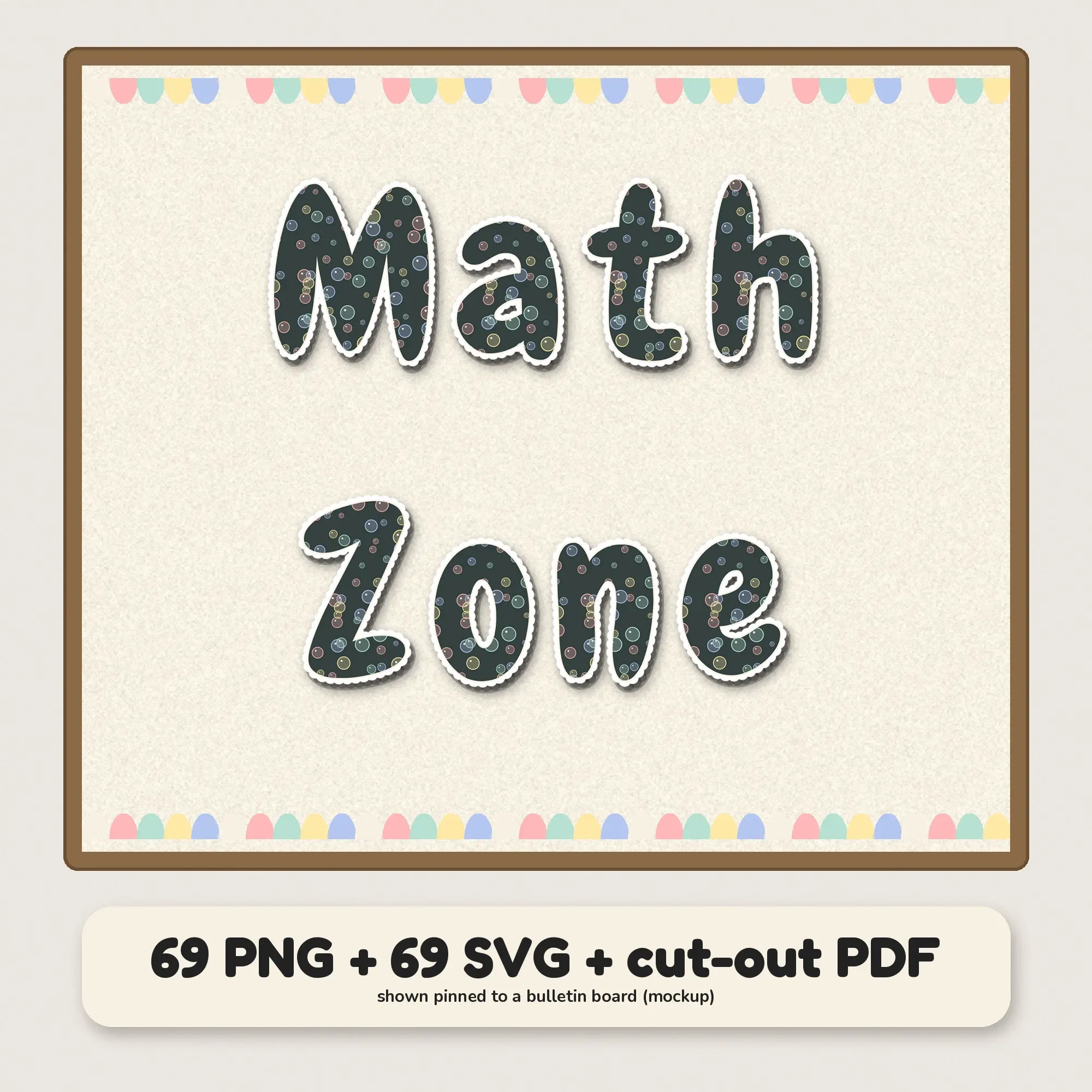 Bubble Classroom Display Letters in Chalk Pastels - Upper + Lowercase, preview 2 of 2