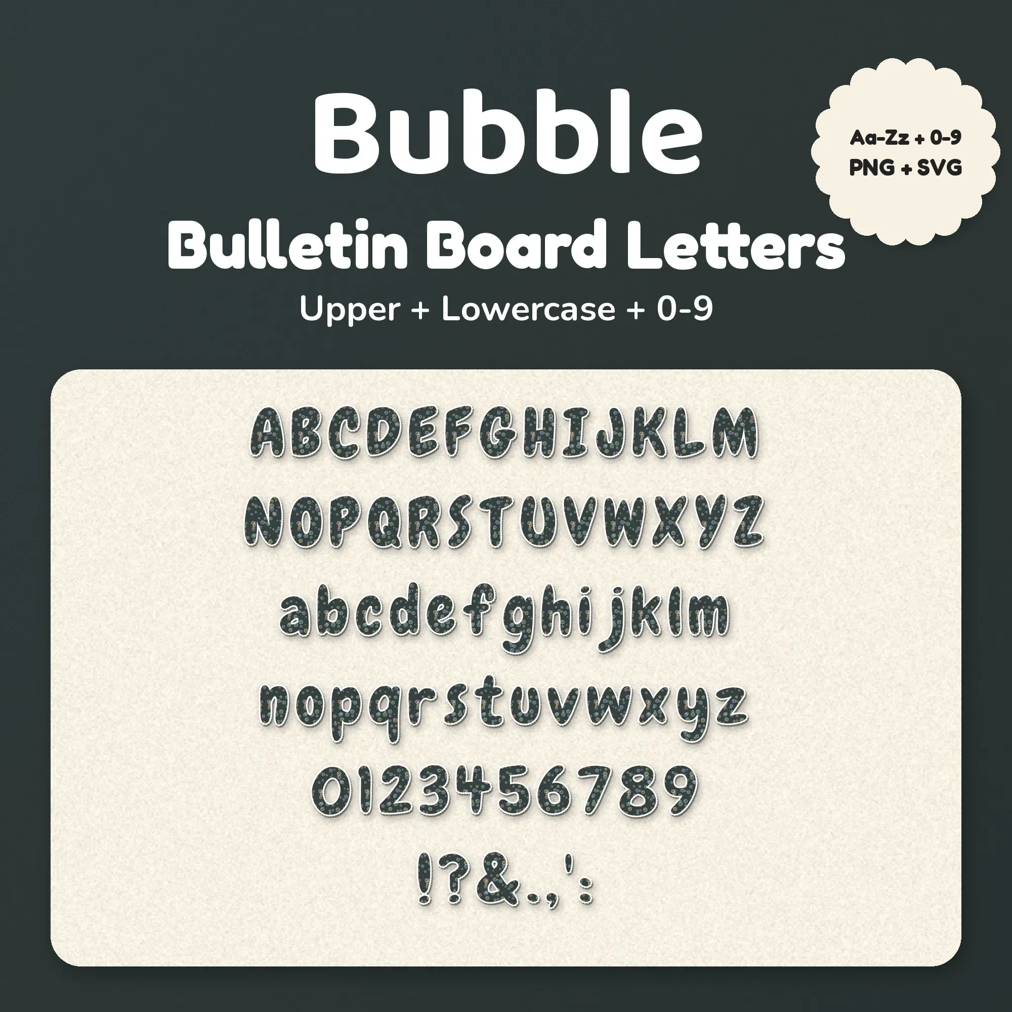 Bubble Classroom Display Letters in Chalk Pastels - Upper + Lowercase, preview 1 of 2