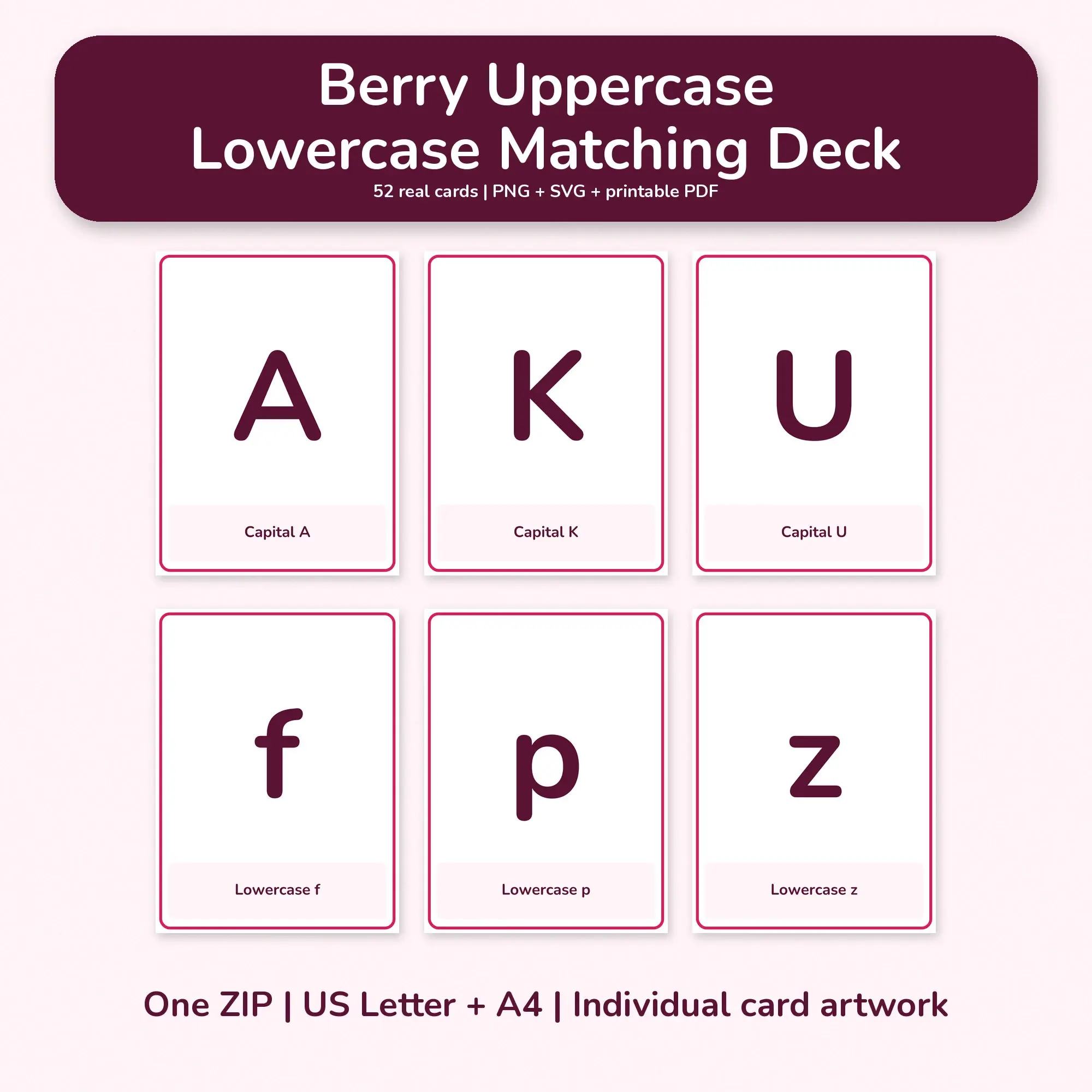 Berry Uppercase Lowercase Matching Deck - PNG SVG PDF preview