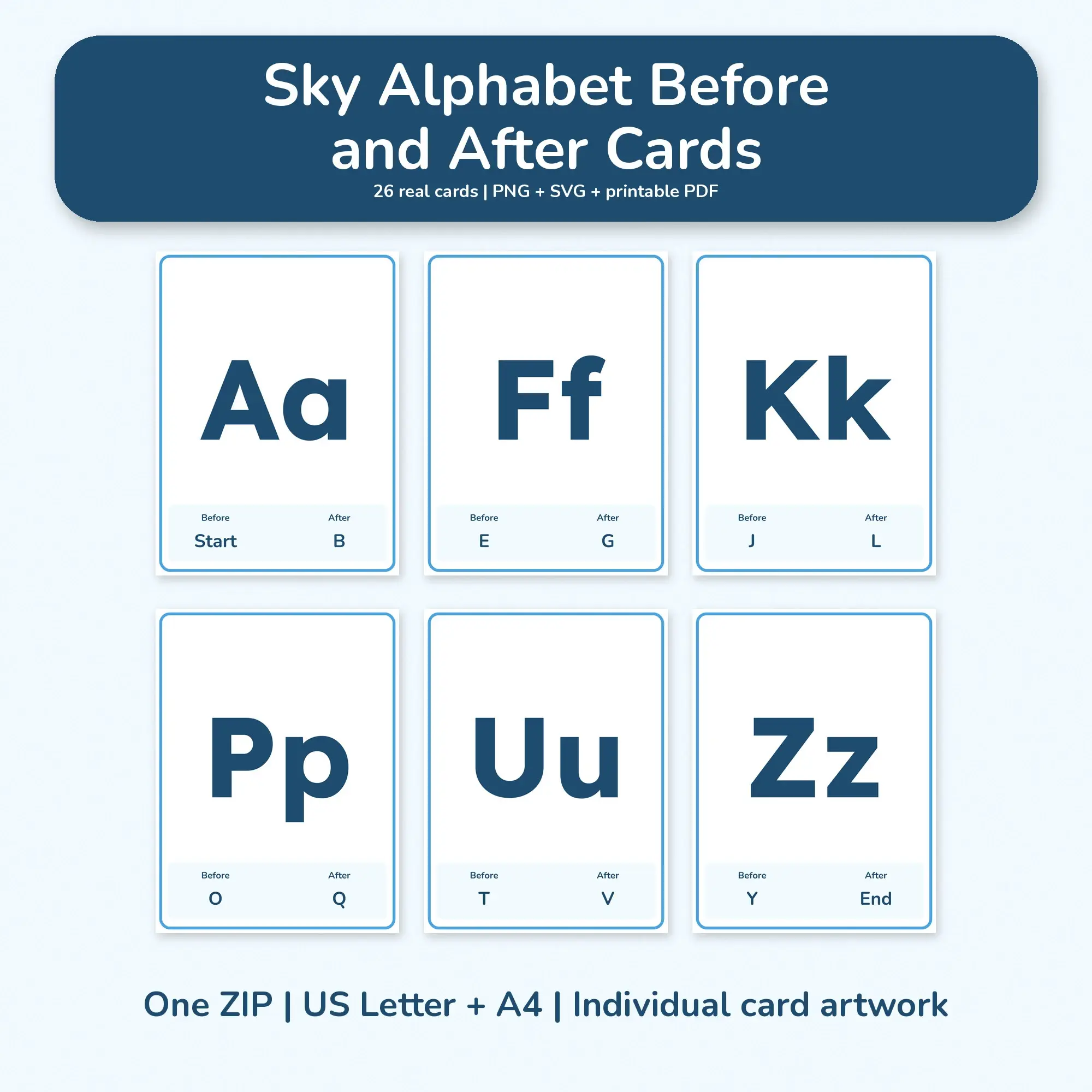 Sky Alphabet Before and After Cards - PNG SVG PDF preview