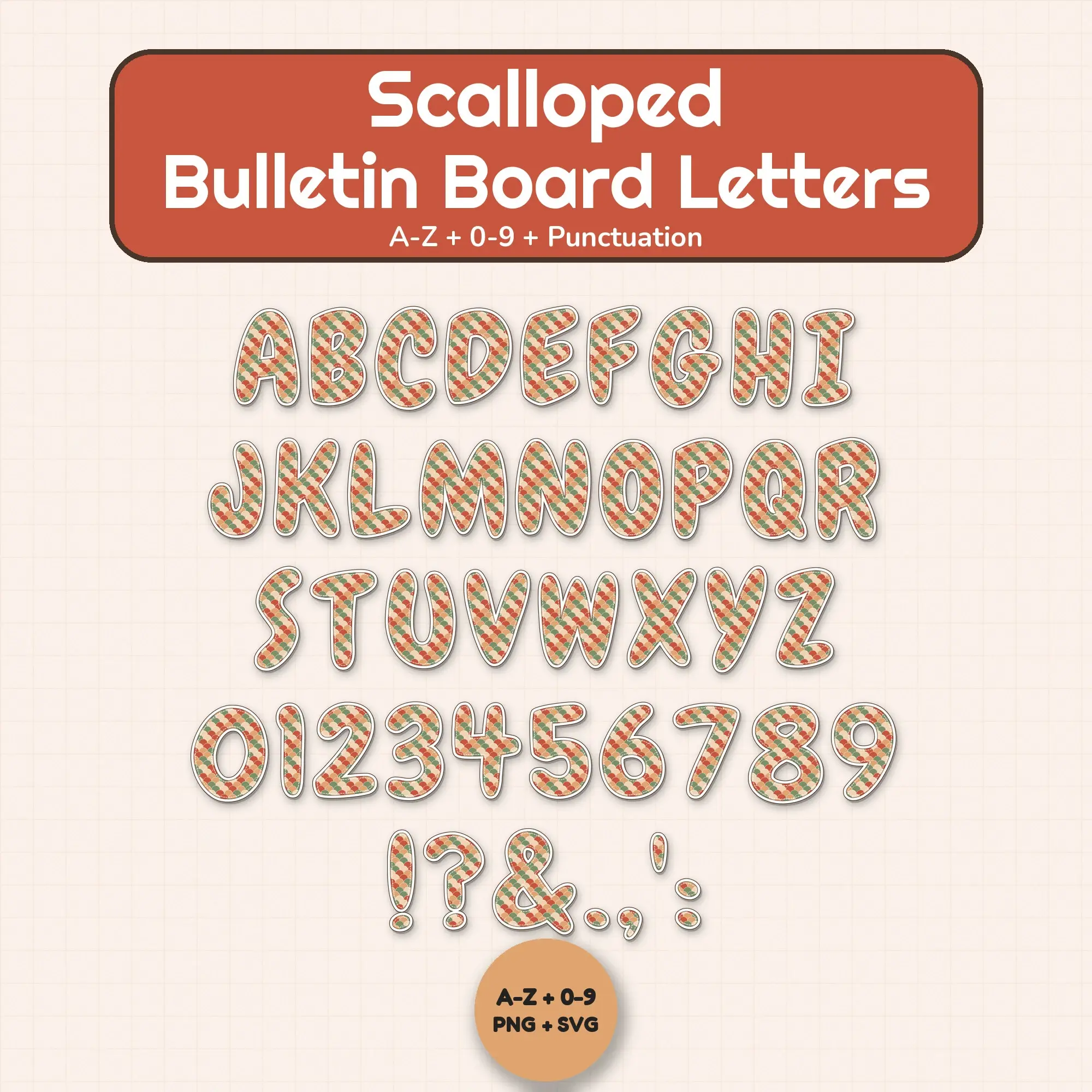 Printable Scalloped Alphabet Letters, Boho Terracotta - Bulletin Board Set preview