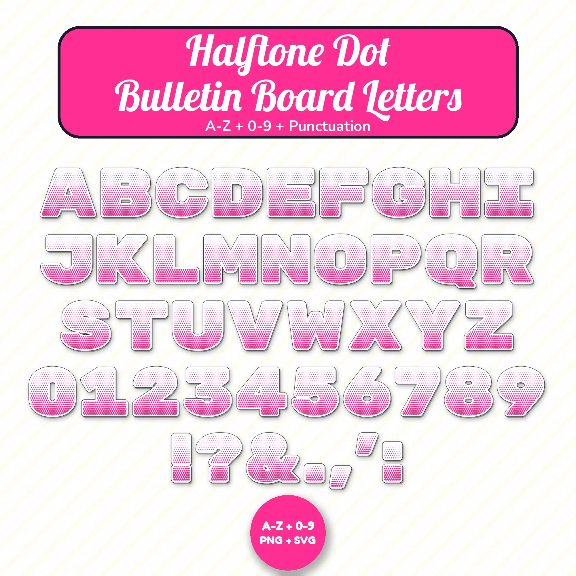 Printable Halftone Dot Alphabet Letters, Neon Brights - Bulletin Board Set preview