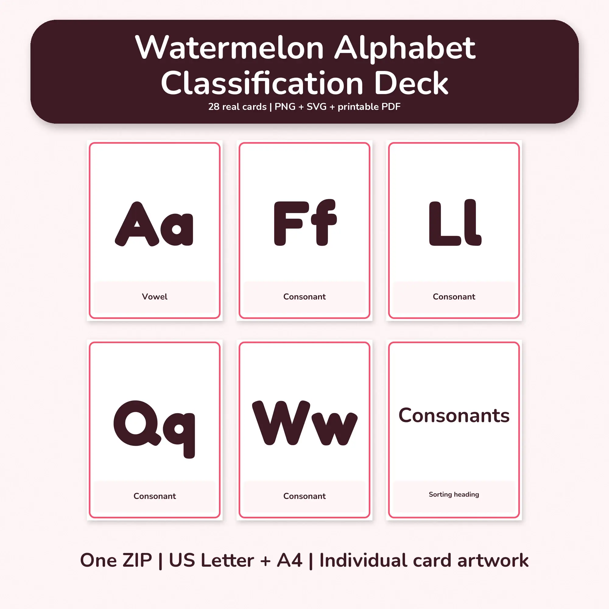 Watermelon Alphabet Classification Deck - PNG SVG PDF preview