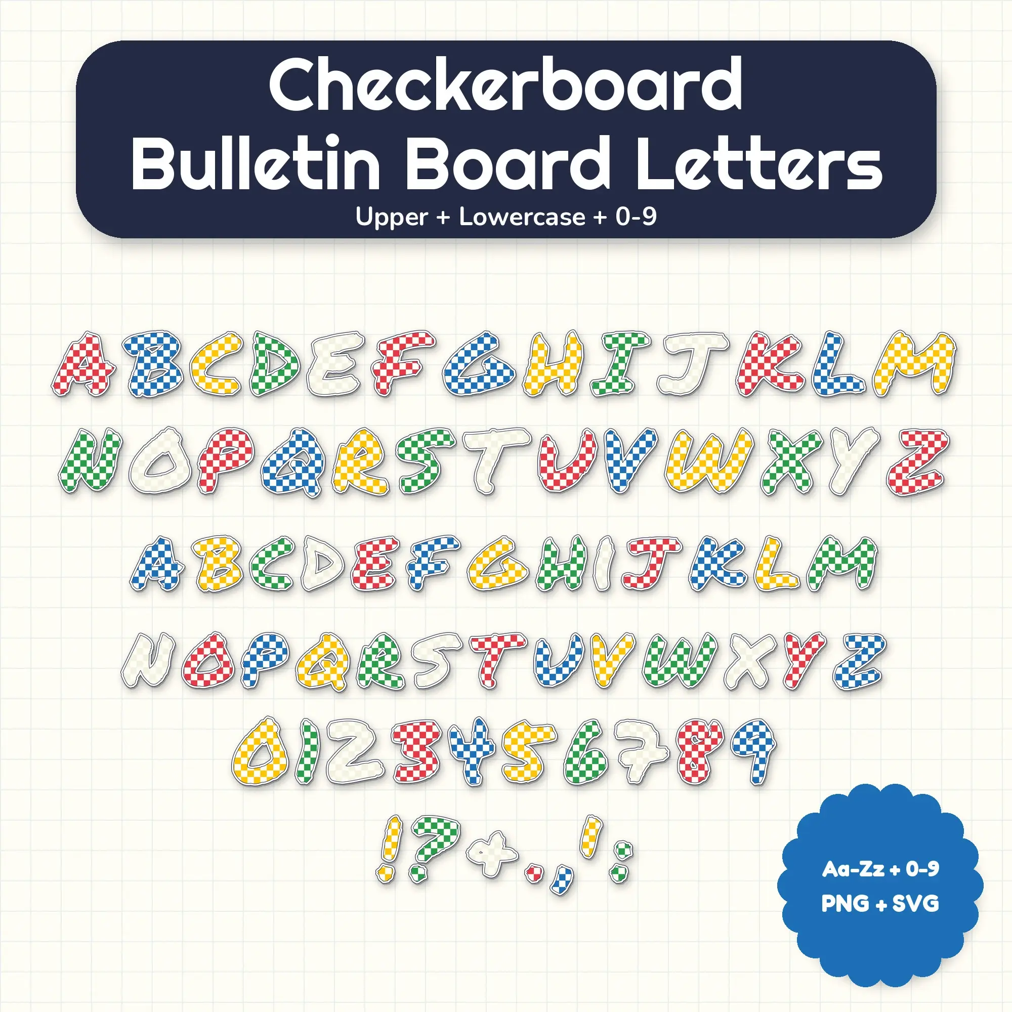 Checkerboard Bulletin Board Letter Set - Primary Classroom, Upper + Lowercase preview