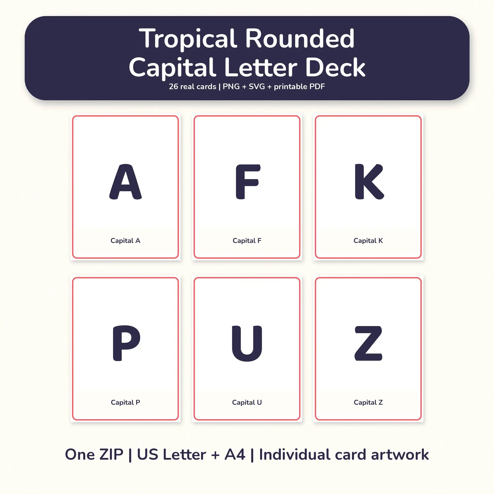 Tropical Rounded Capital Letter Deck - PNG SVG PDF preview