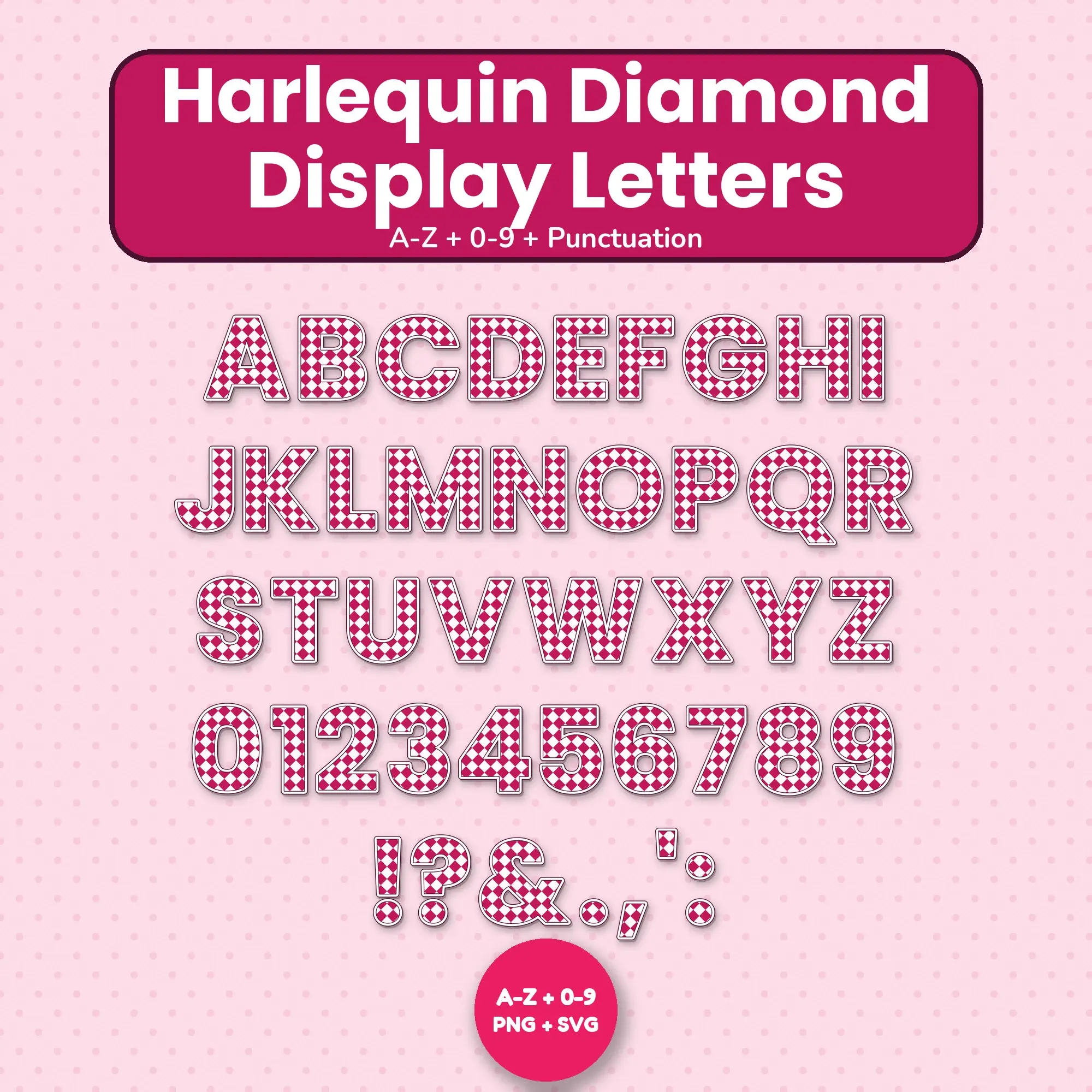 Printable Harlequin Diamond Alphabet Letters, Raspberry Lime - Bulletin Board Set preview