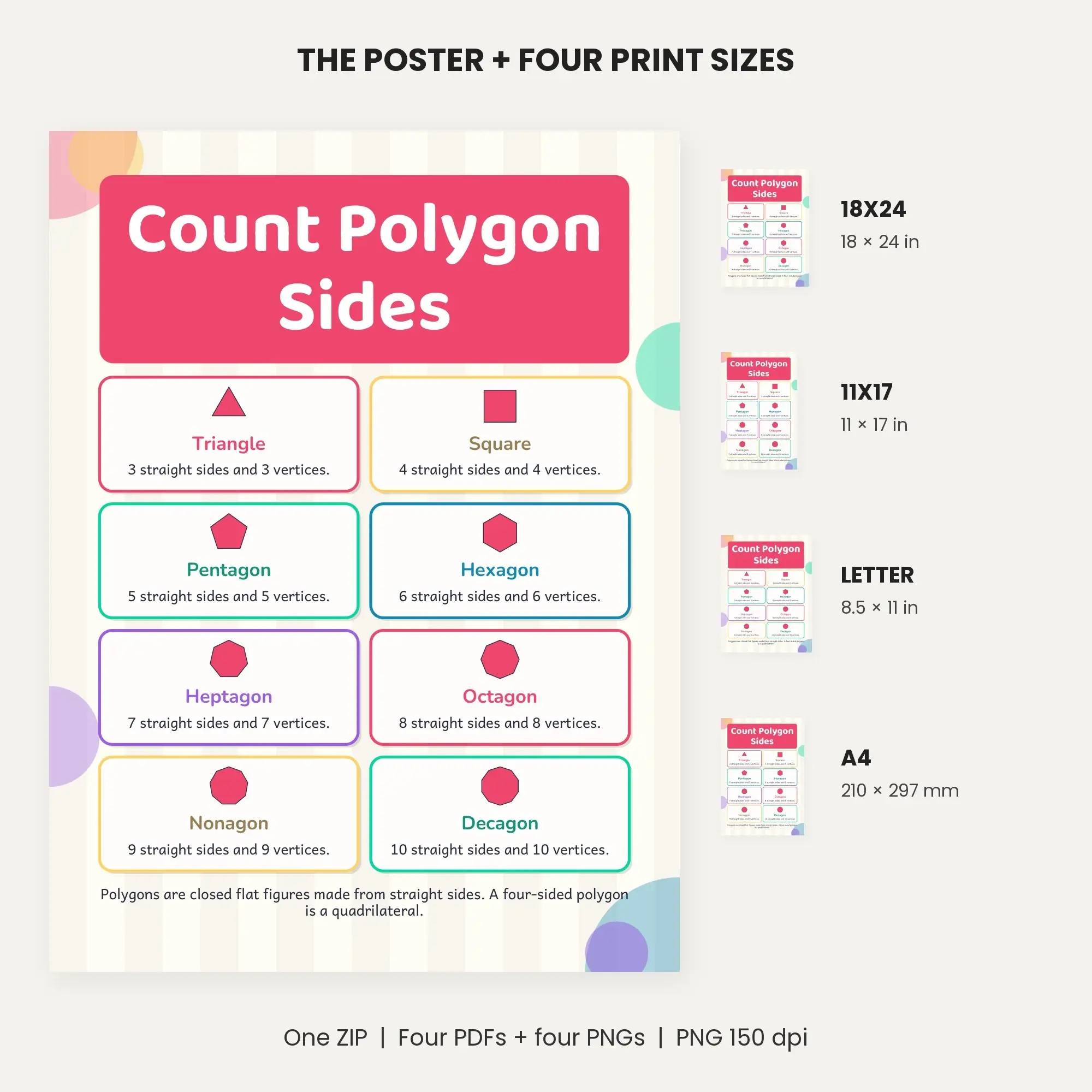 Polygon Names: Three to Ten Sides - Rainbow Brights, preview 2 of 2