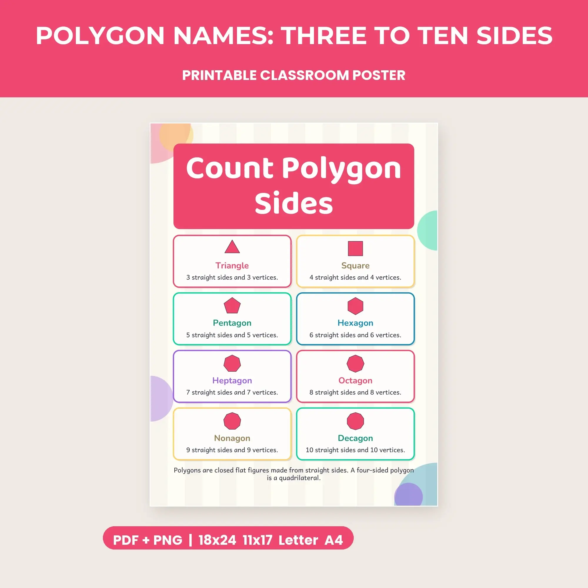 Polygon Names: Three to Ten Sides - Rainbow Brights preview