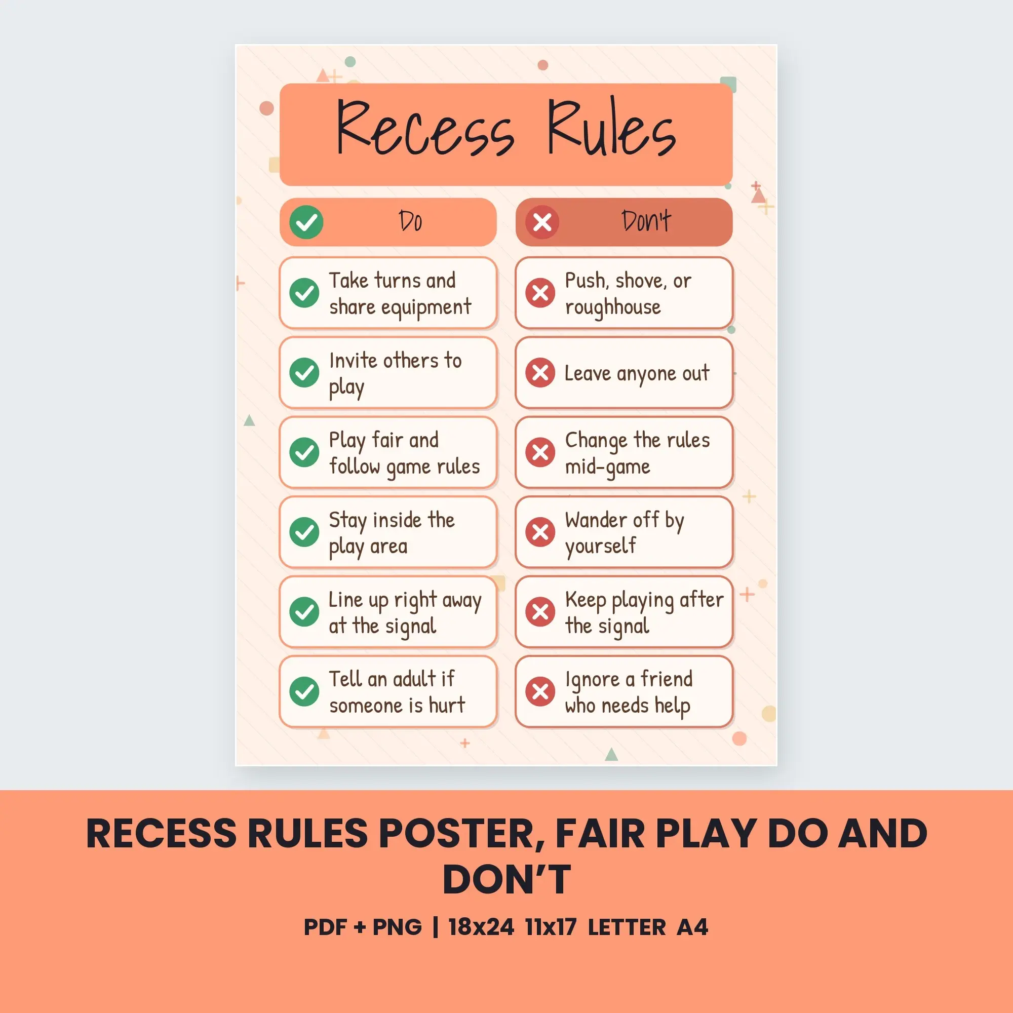 Recess Rules Poster, Fair Play Do and Don’t - Peachy Keen preview