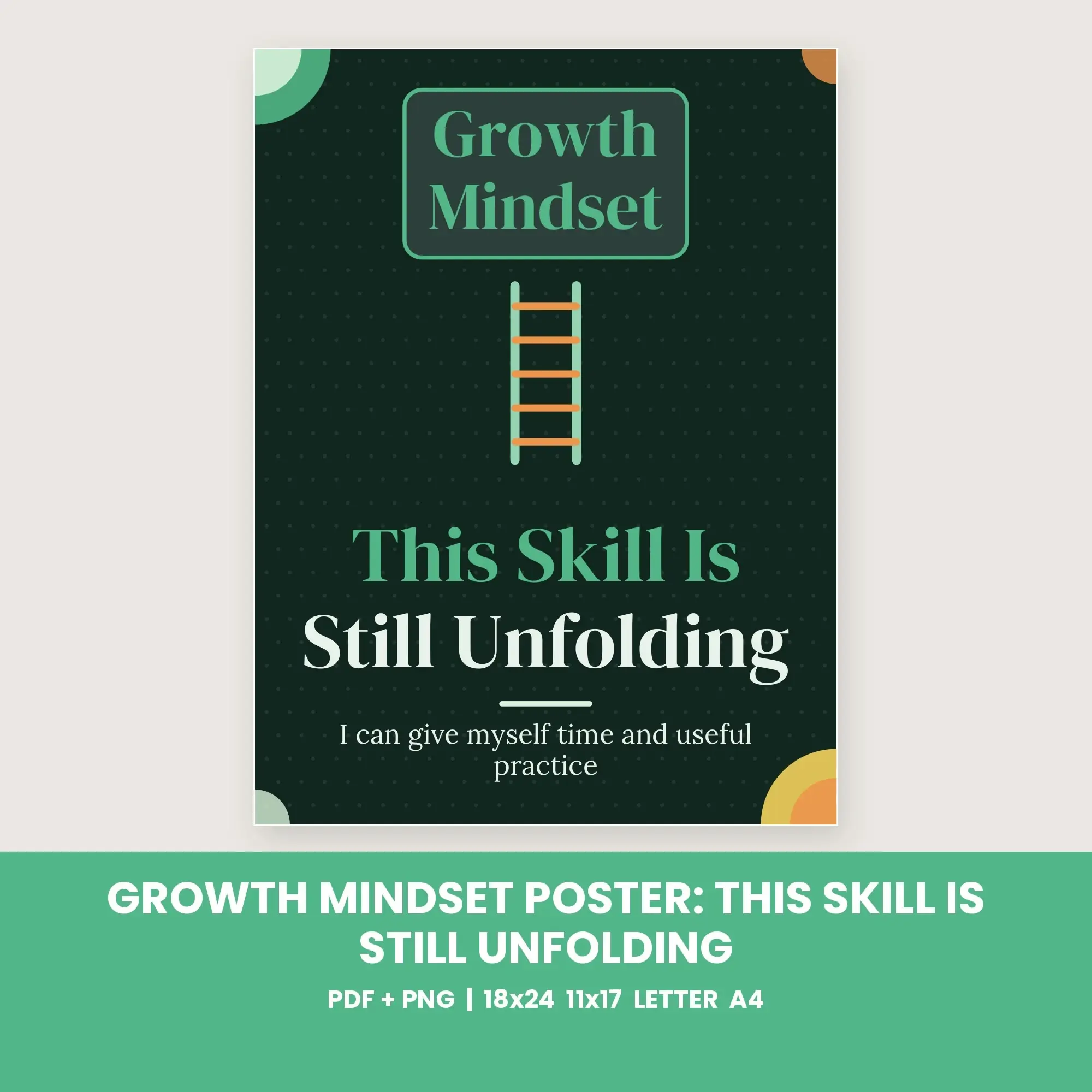 Growth Mindset Poster: This Skill Is Still Unfolding - Forest Night preview
